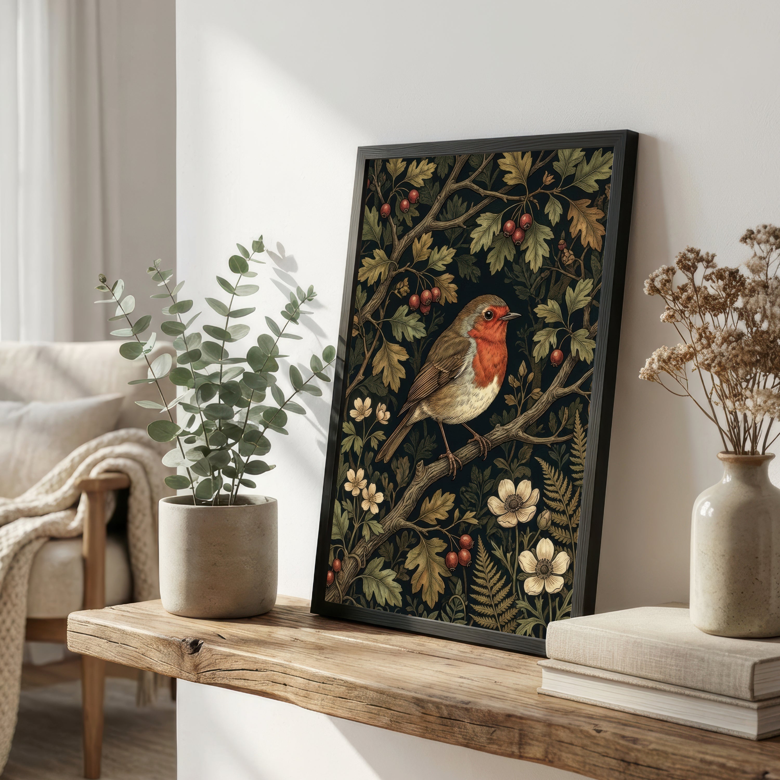 Robin Botanical Art Print
