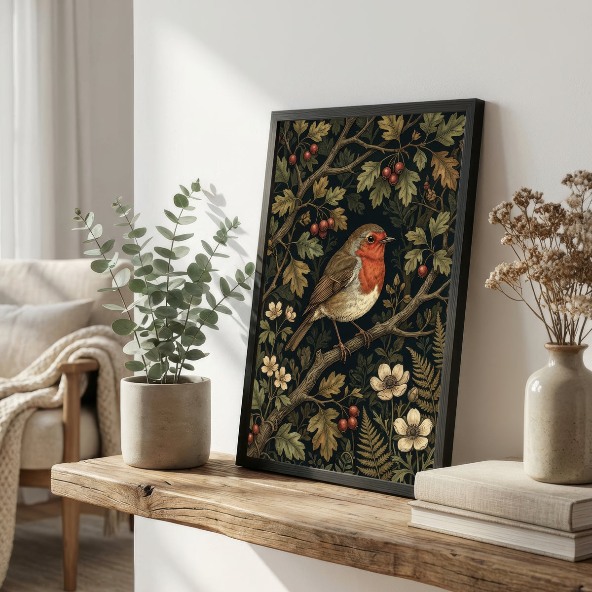 Robin Botanical Art Print