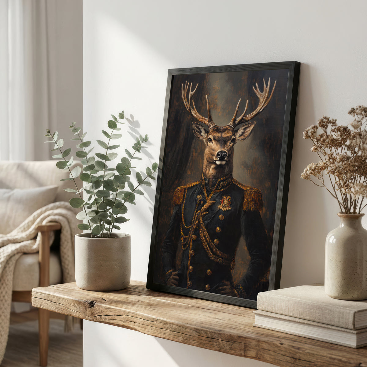 Regal Stag Military Portrait Art Print