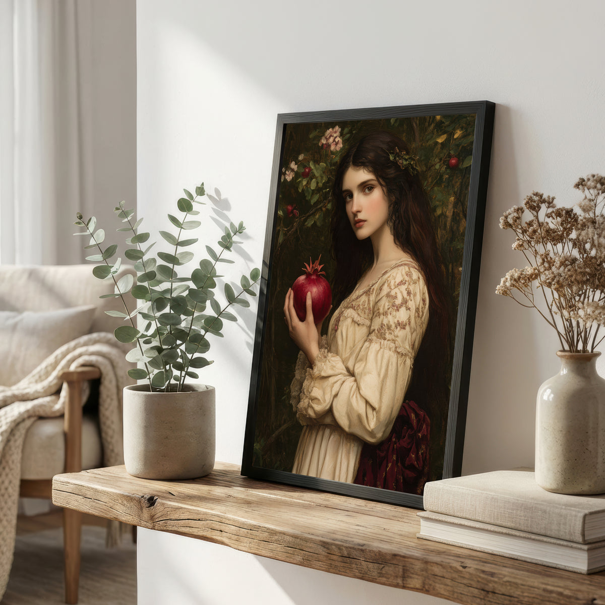 Pre-Raphaelite Woman with Pomegranate Art Print