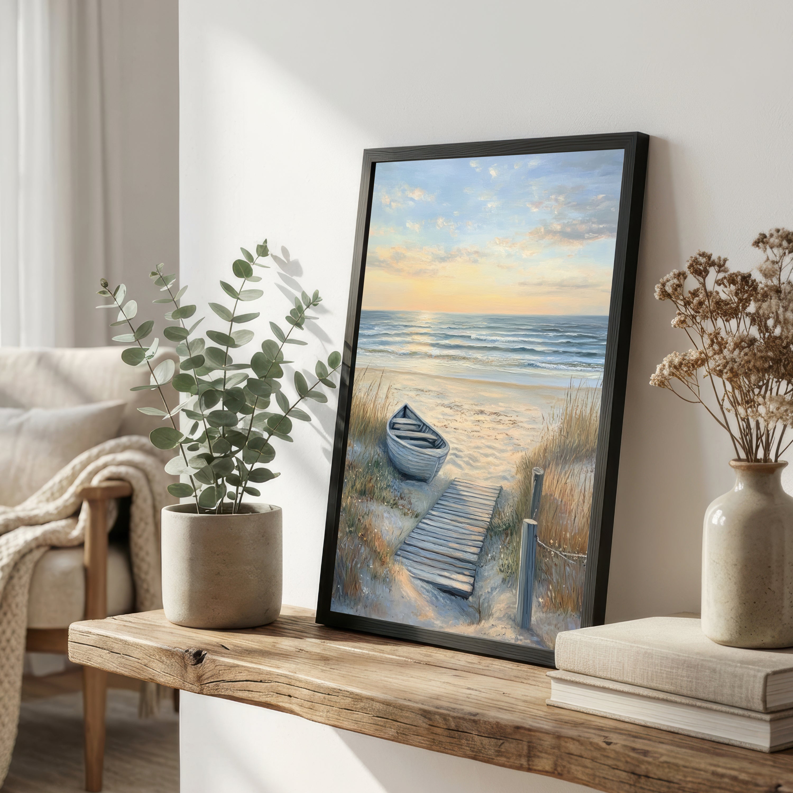 Beach Rowboat Seascape Art Print