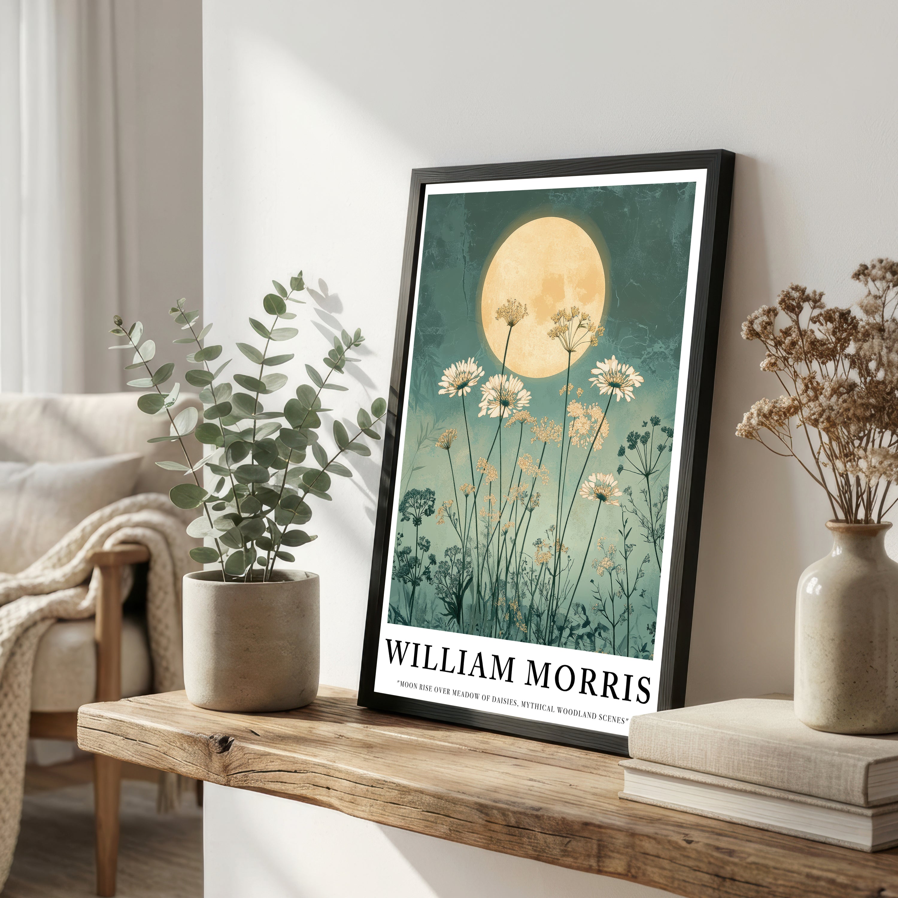 William Morris Inspired Moonlit Meadow Art Print