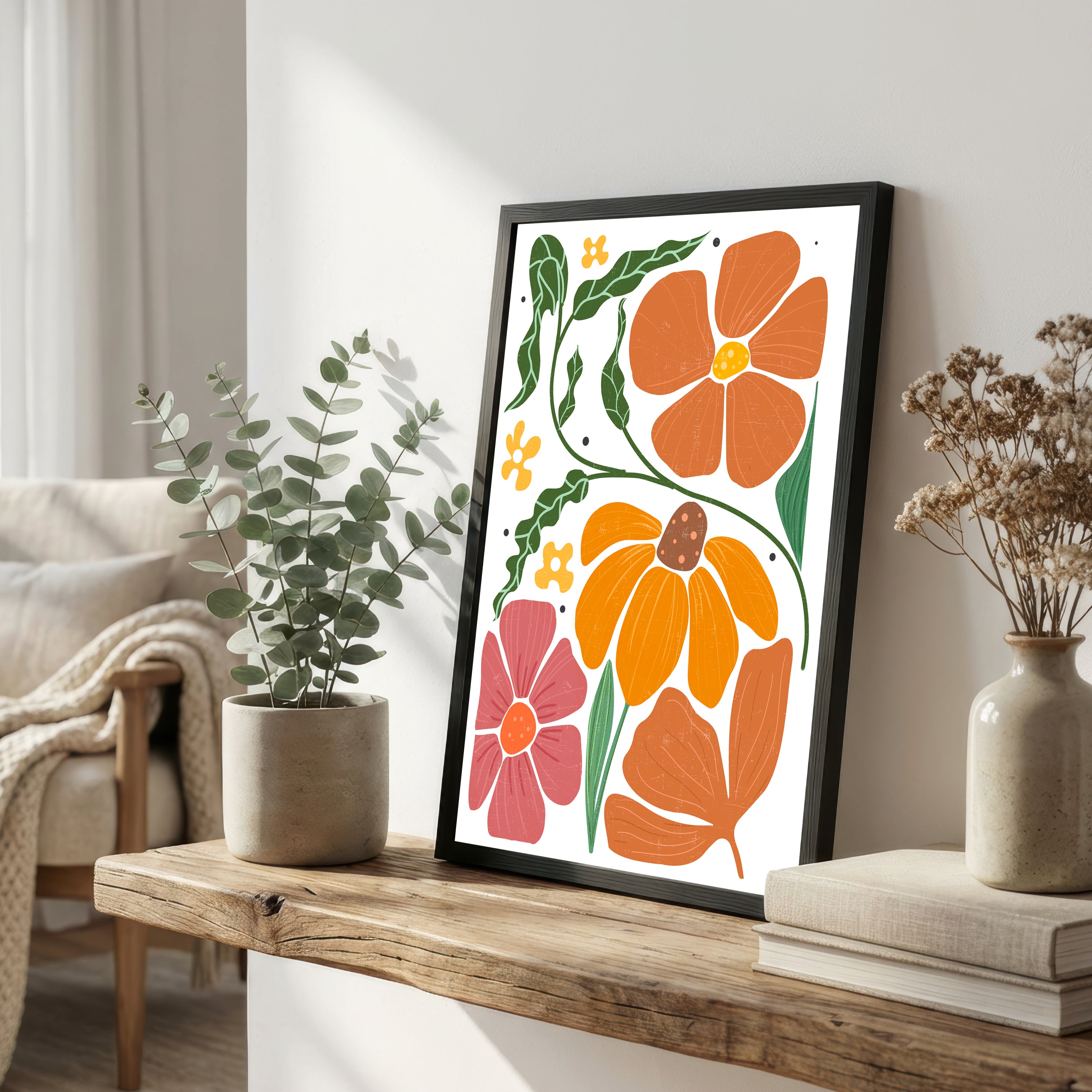 Retro Floral Botanical Art Print