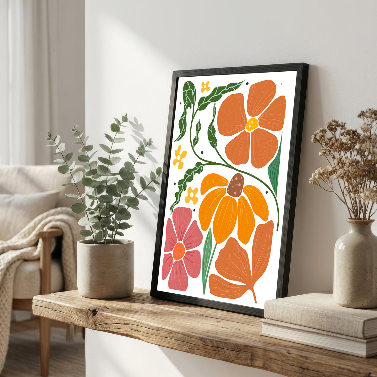 Retro Floral Botanical Art Print