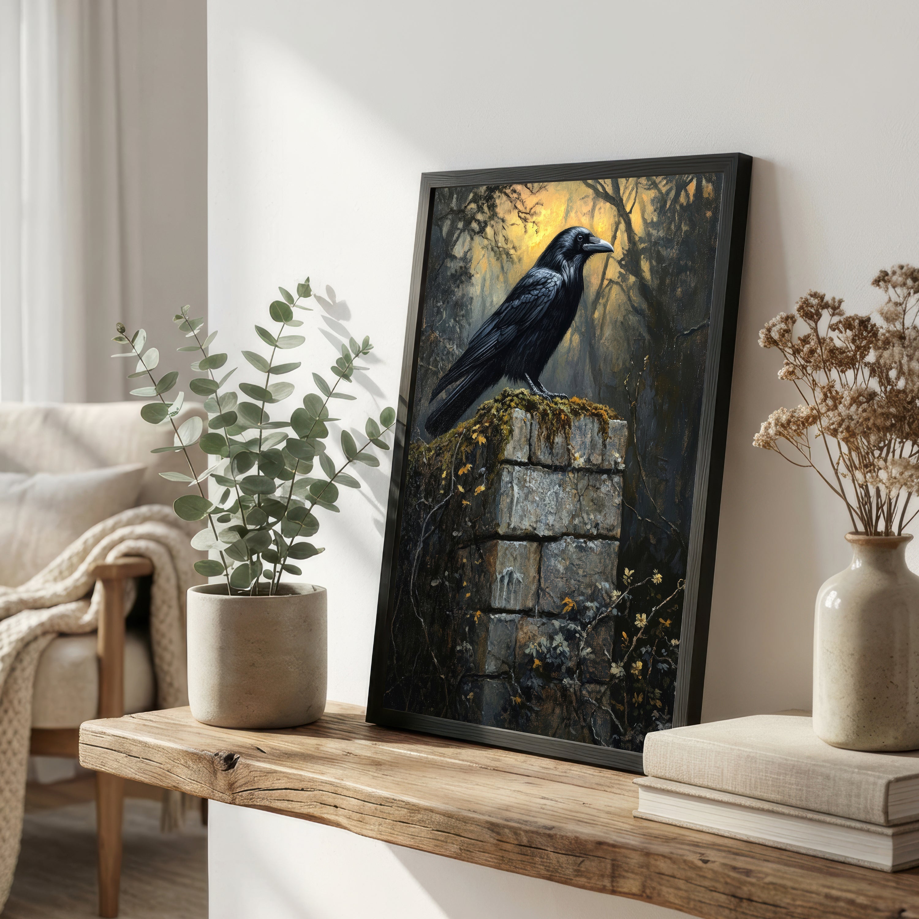 Raven Gothic Forest Art Print