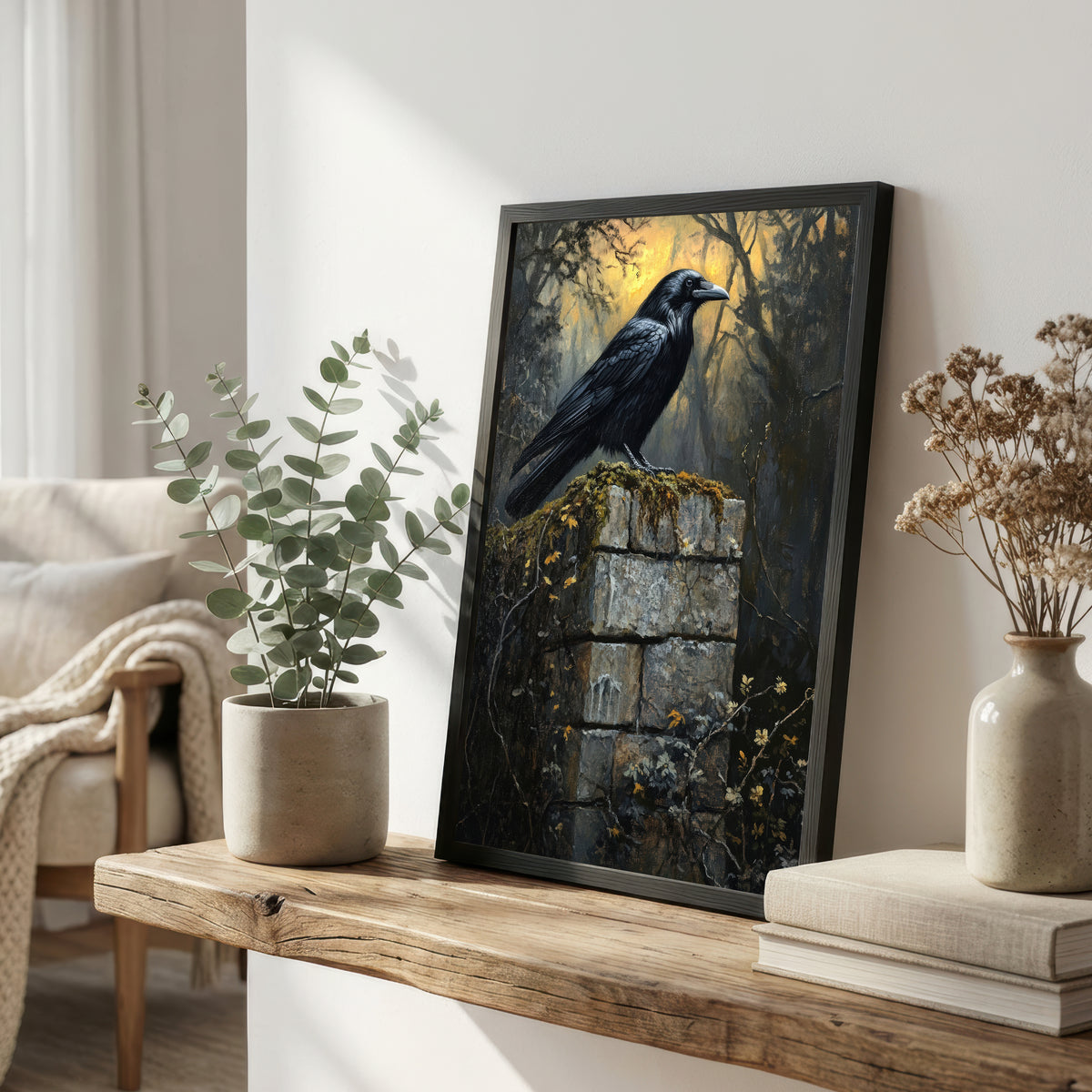 Raven Gothic Forest Art Print