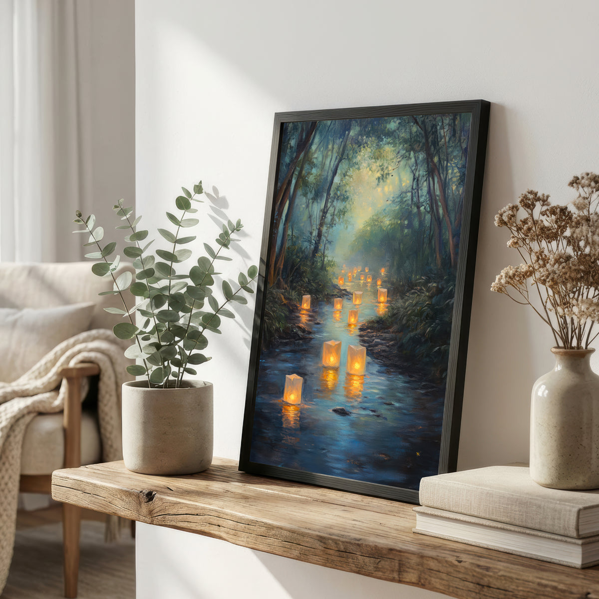 Floating Lantern Forest Art Print
