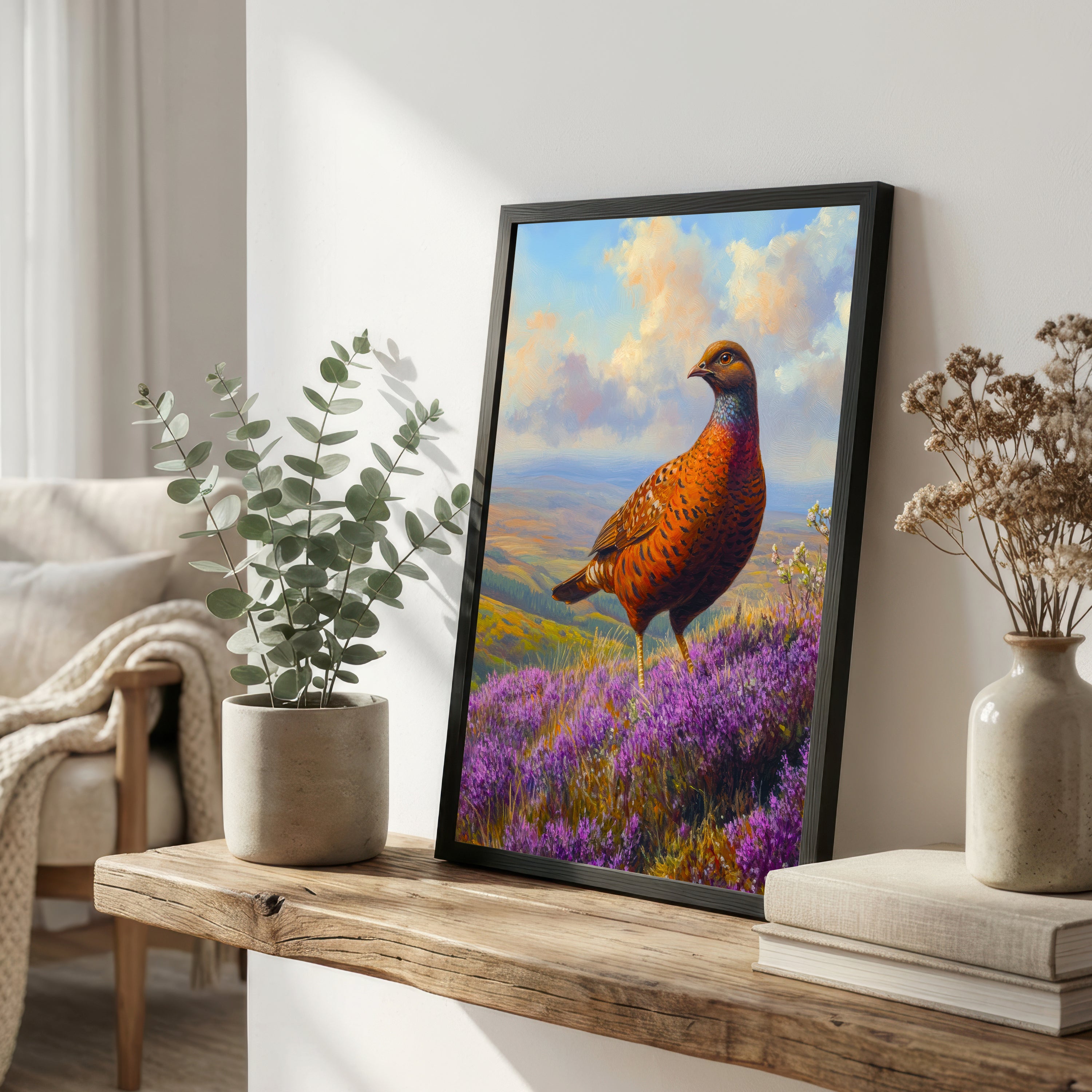 Pheasant Heather Landscape Art Print