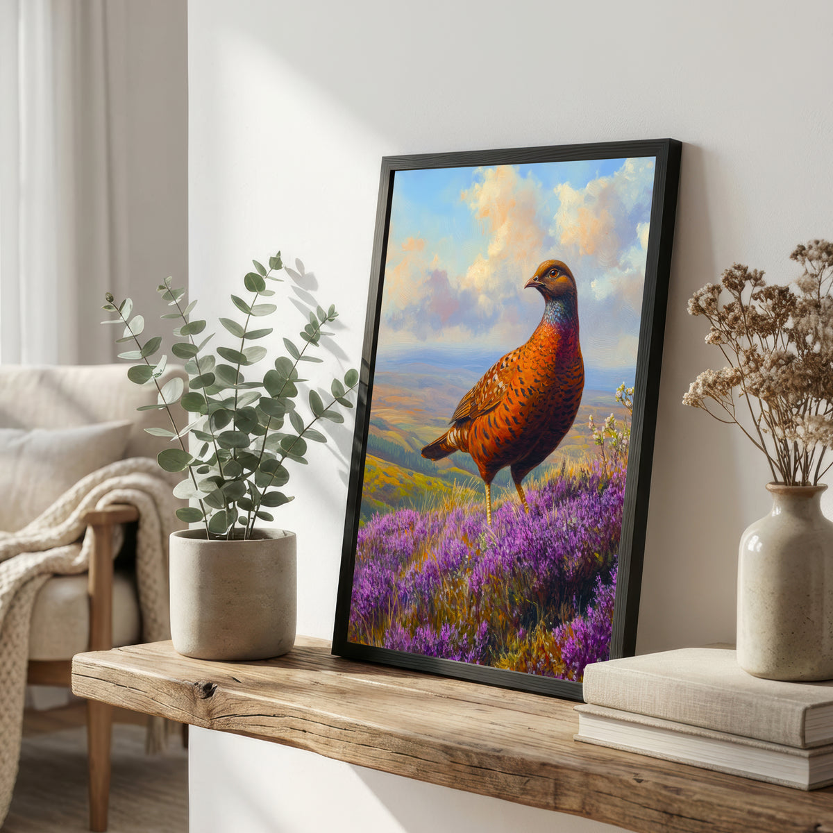 Pheasant Heather Landscape Art Print