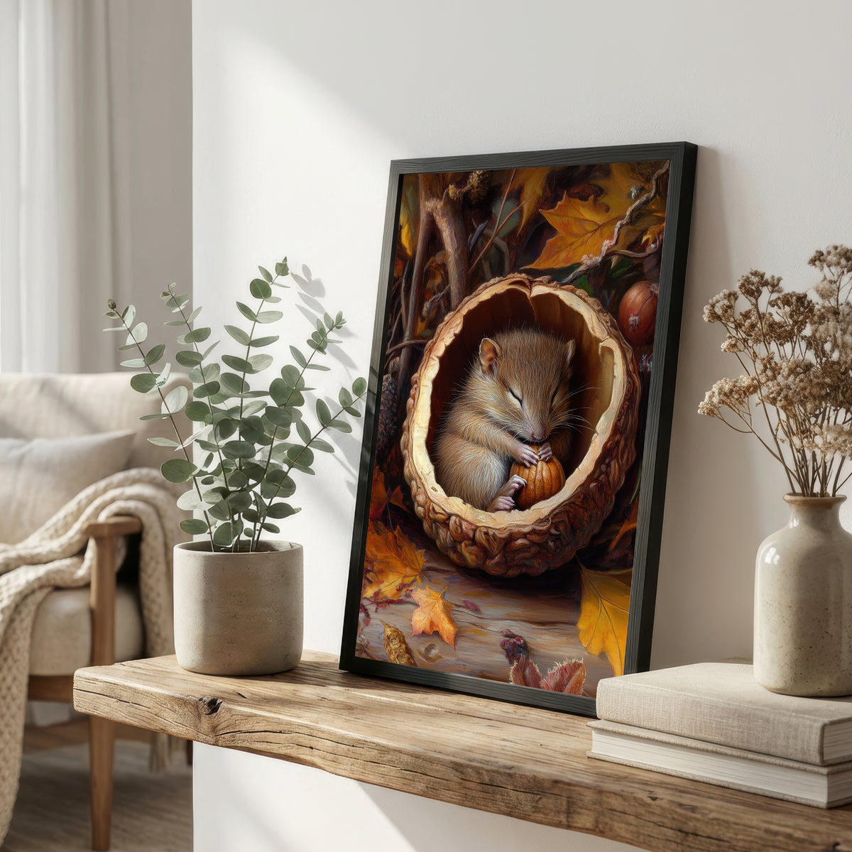 Autumn Mouse Pumpkin Art Print