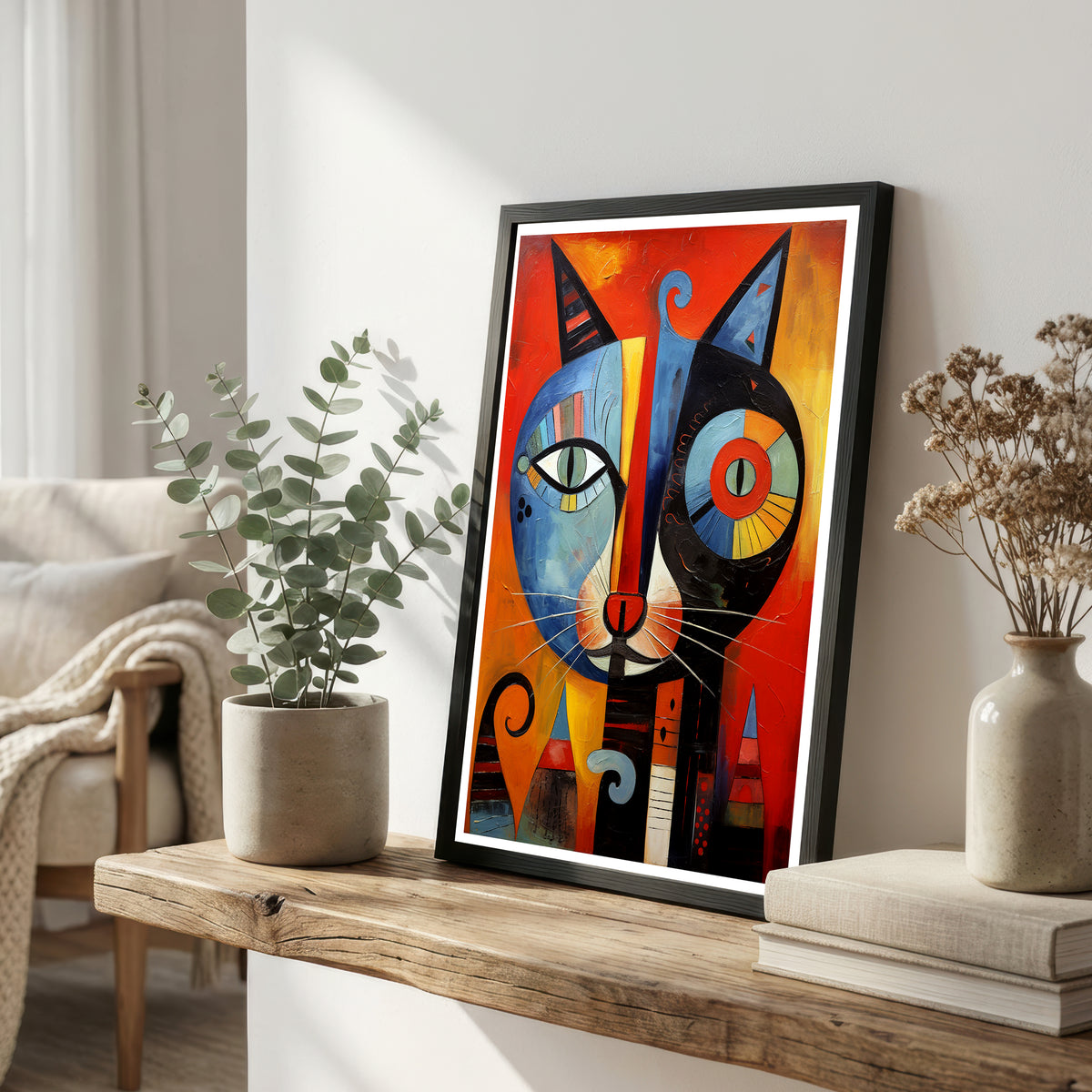 Abstract Two Cats Art Print