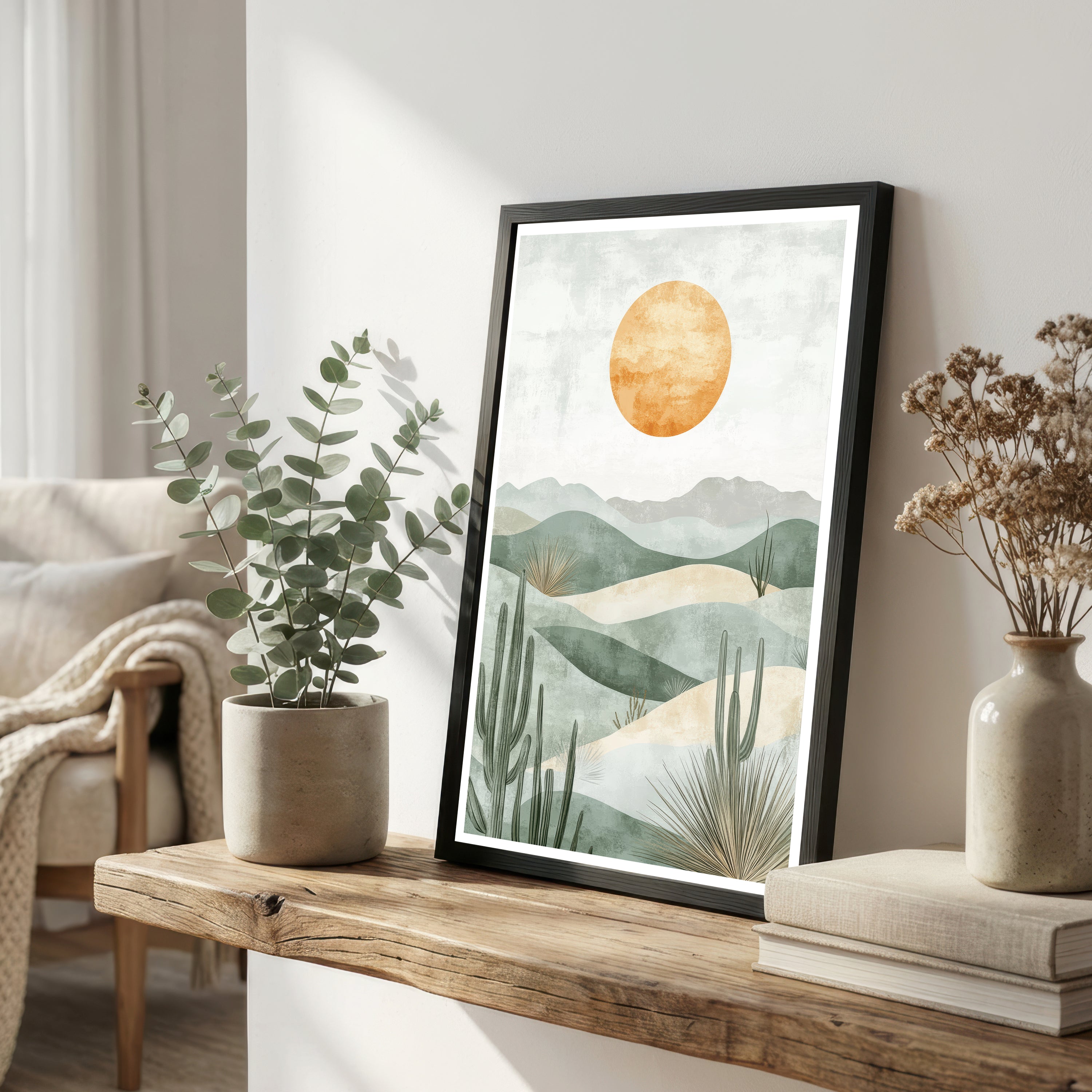 Cactus Desert Sunset Art Print