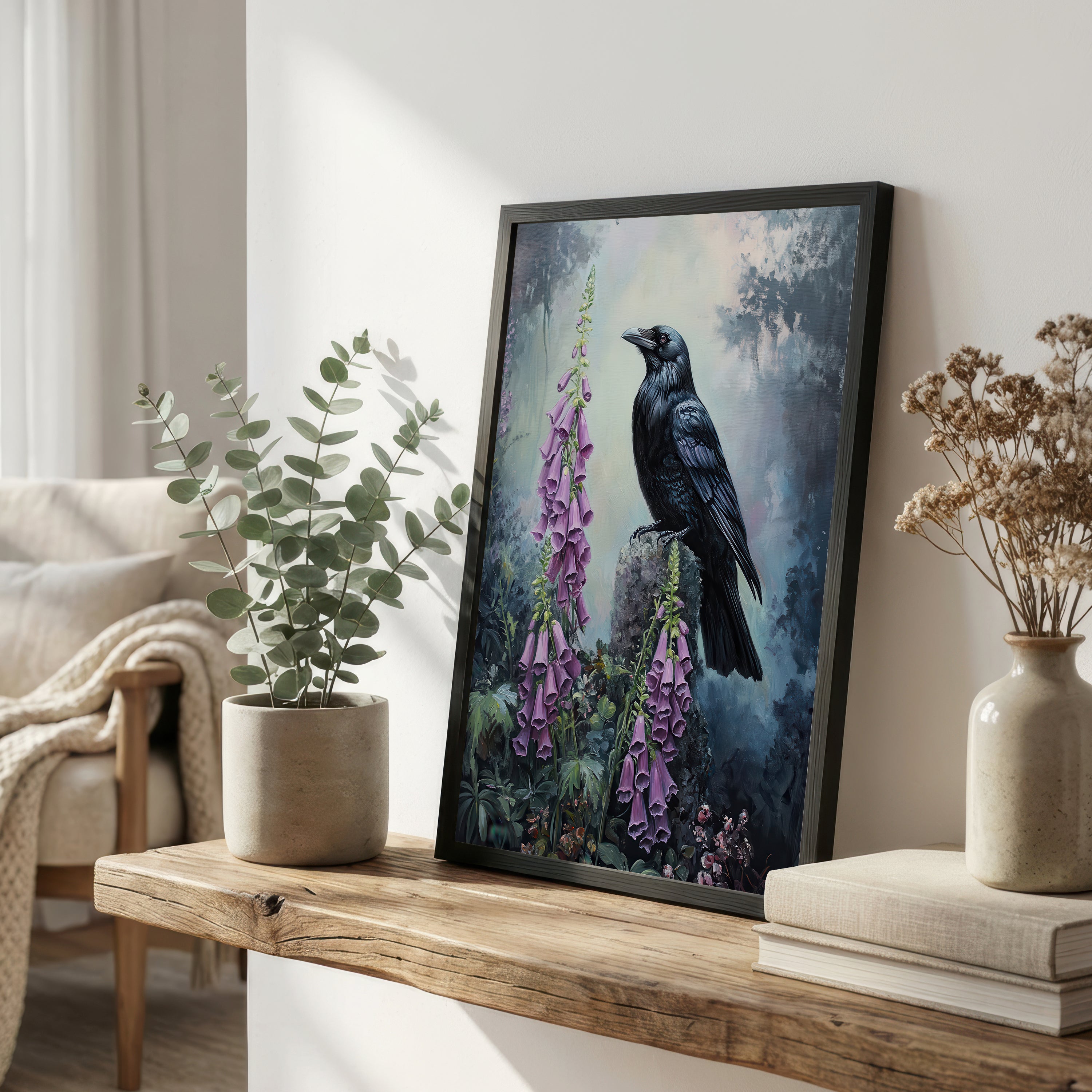 Raven and Foxglove Art Print