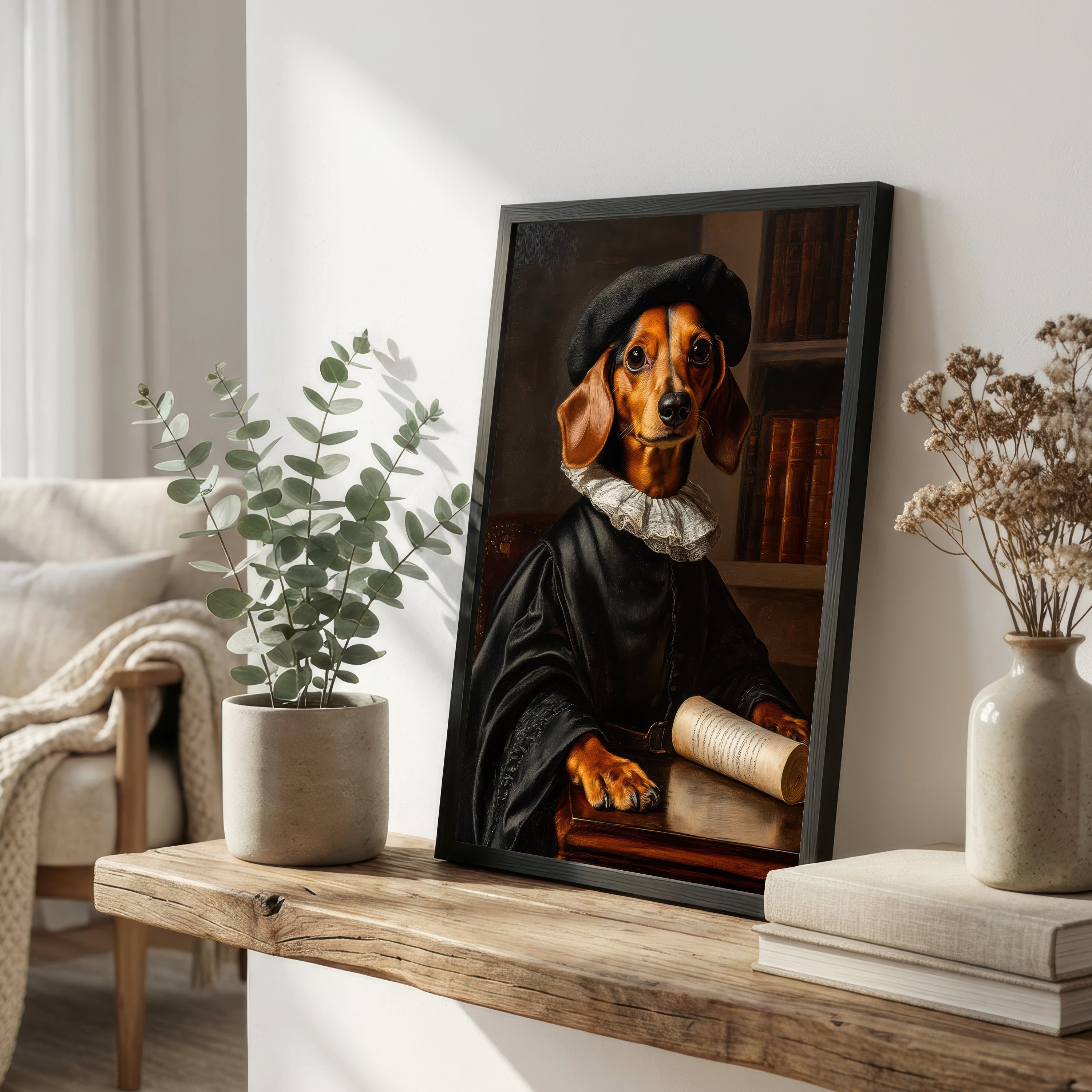 Dark Academia Dog Portrait Art Print