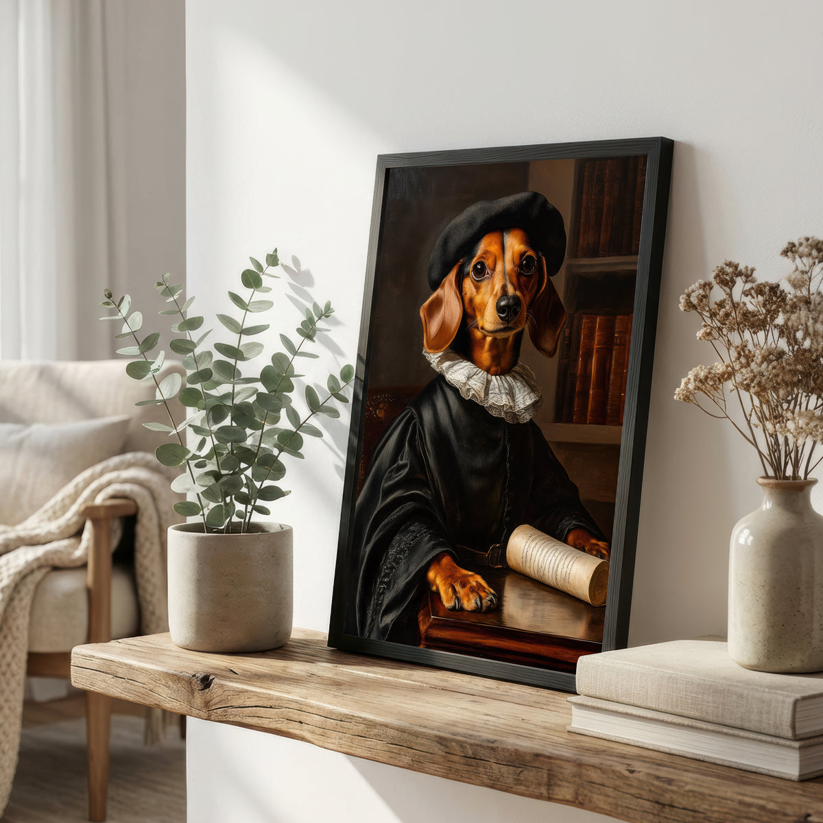 Dark Academia Dog Portrait Art Print