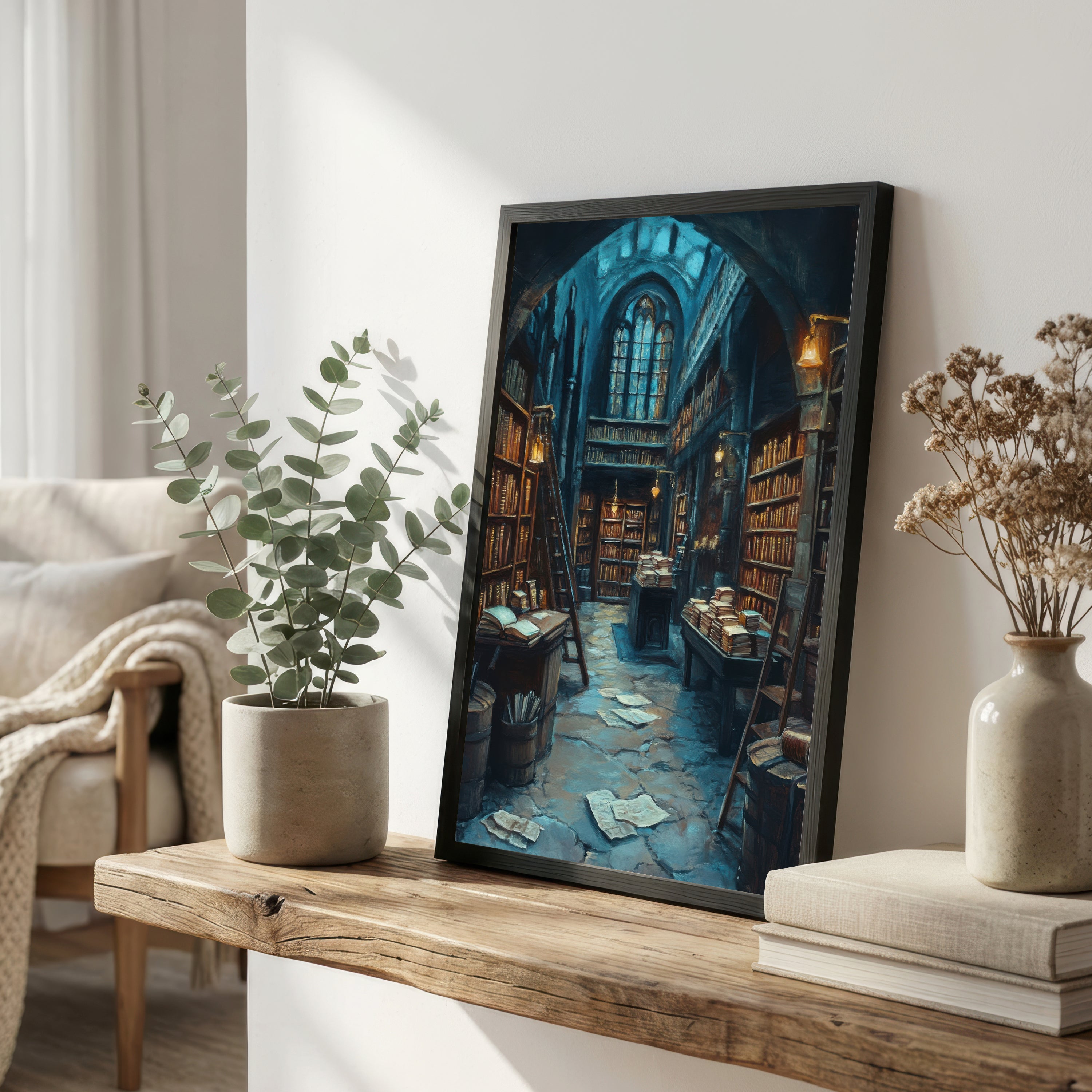Gothic Library Dark Academia Art Print