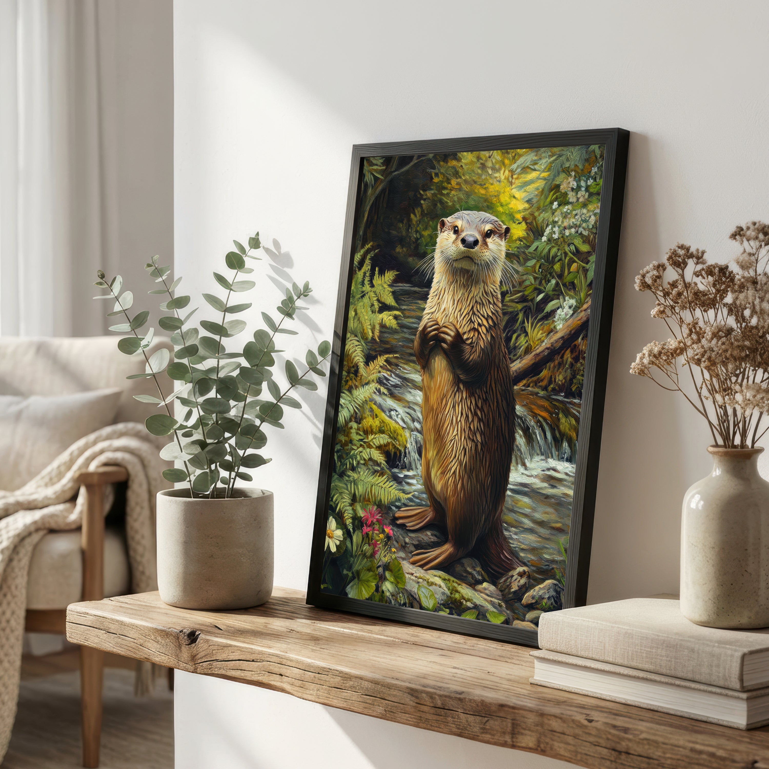 River Otter Woodland Art Print