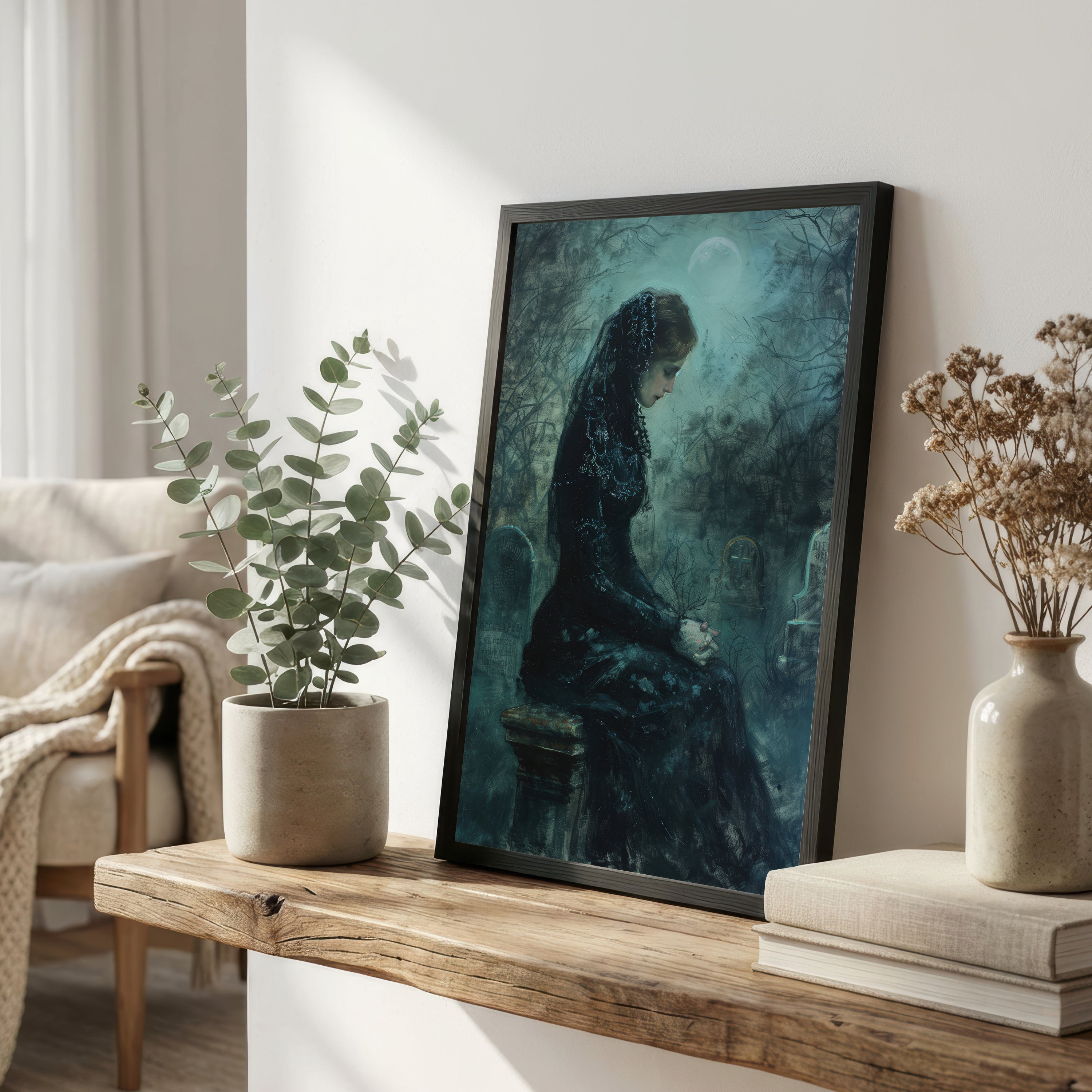 Gothic Mourning Woman Art Print