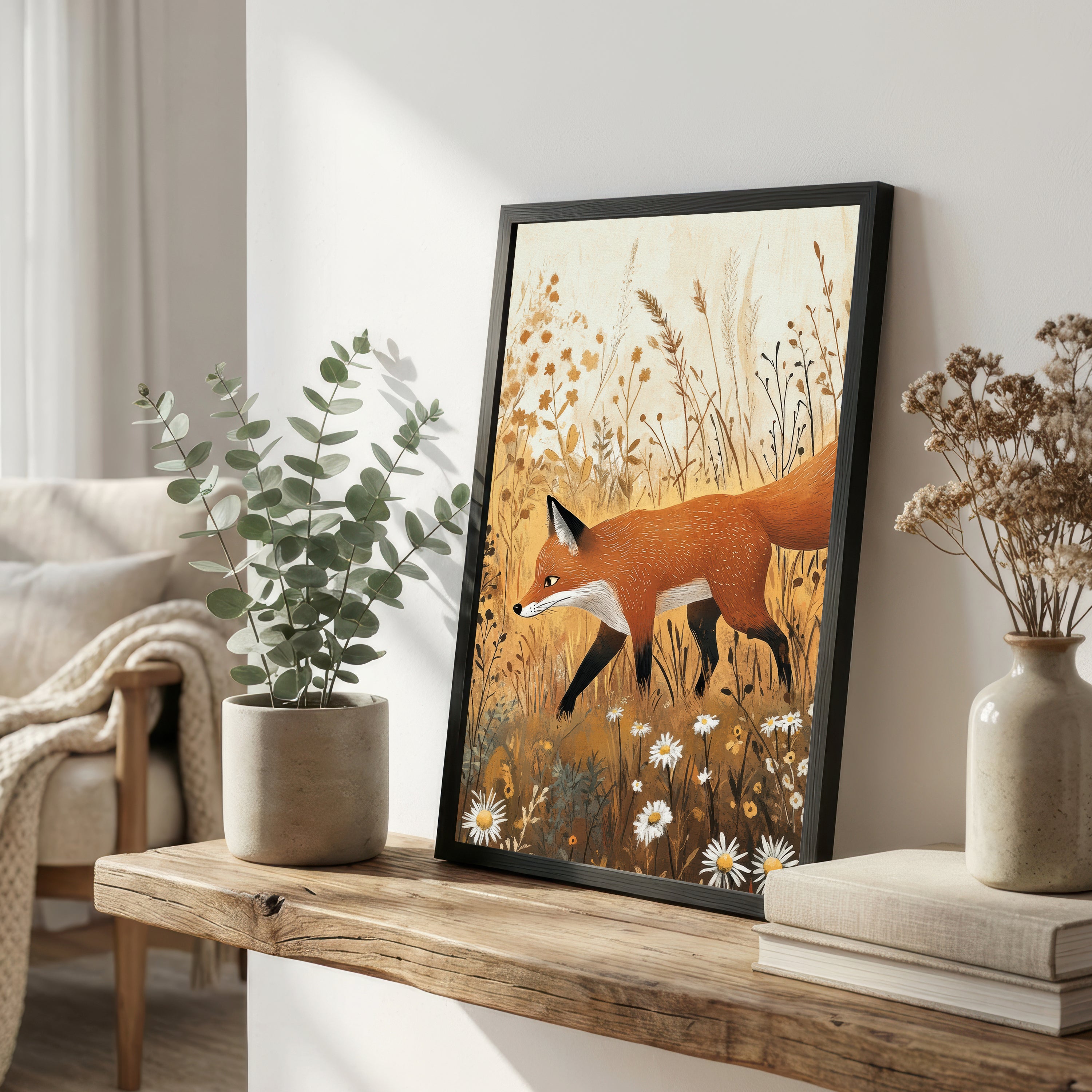 Fox in Wildflower Meadow Art Print