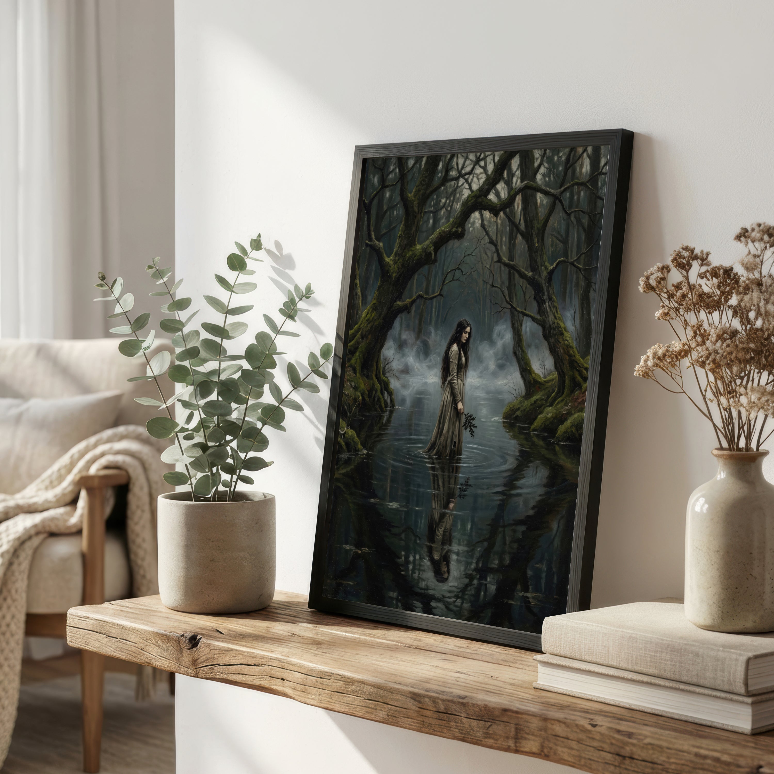 Dark Fantasy Forest Woman Art Print