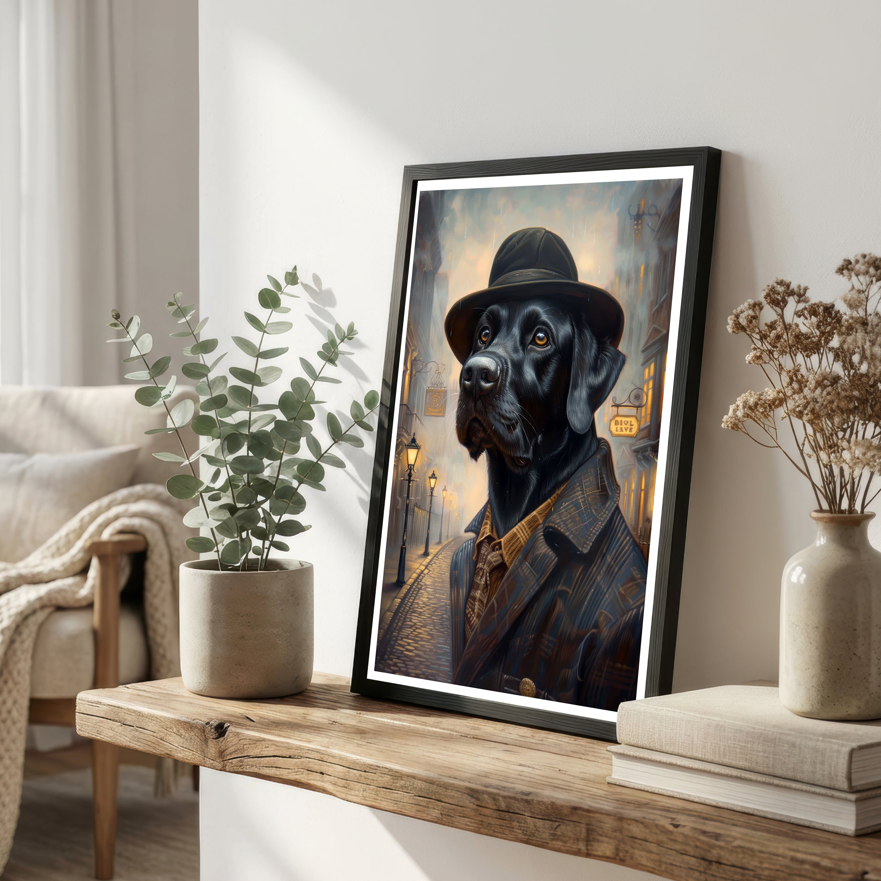 Noir Black Dog Art Print