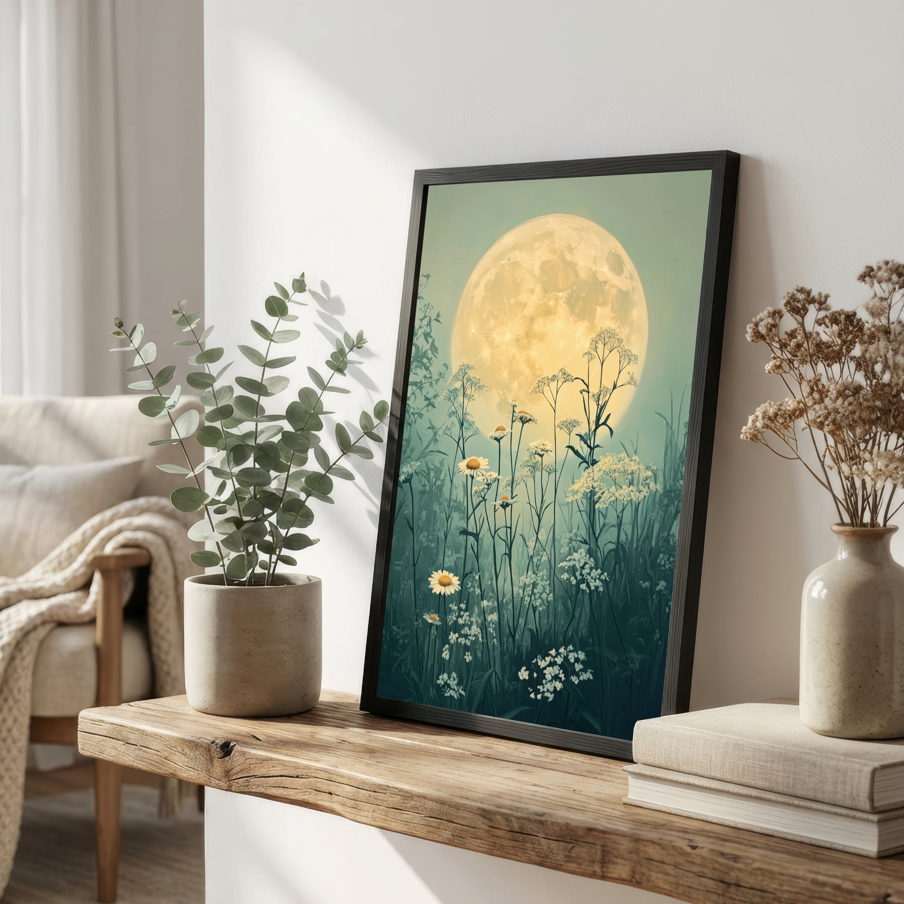 Moonlit Meadow Wildflower Art Print