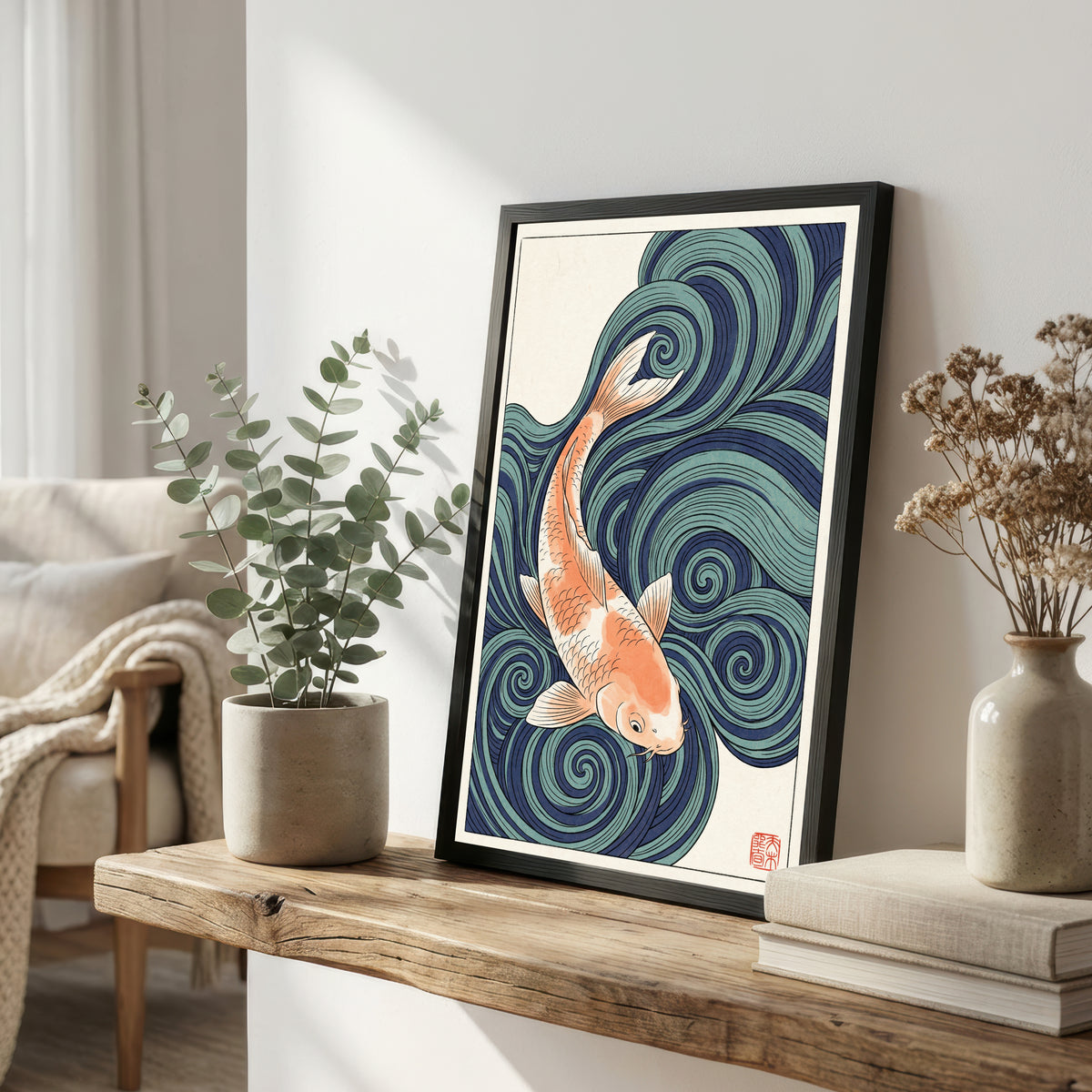 Japanese Koi Wave Art Print