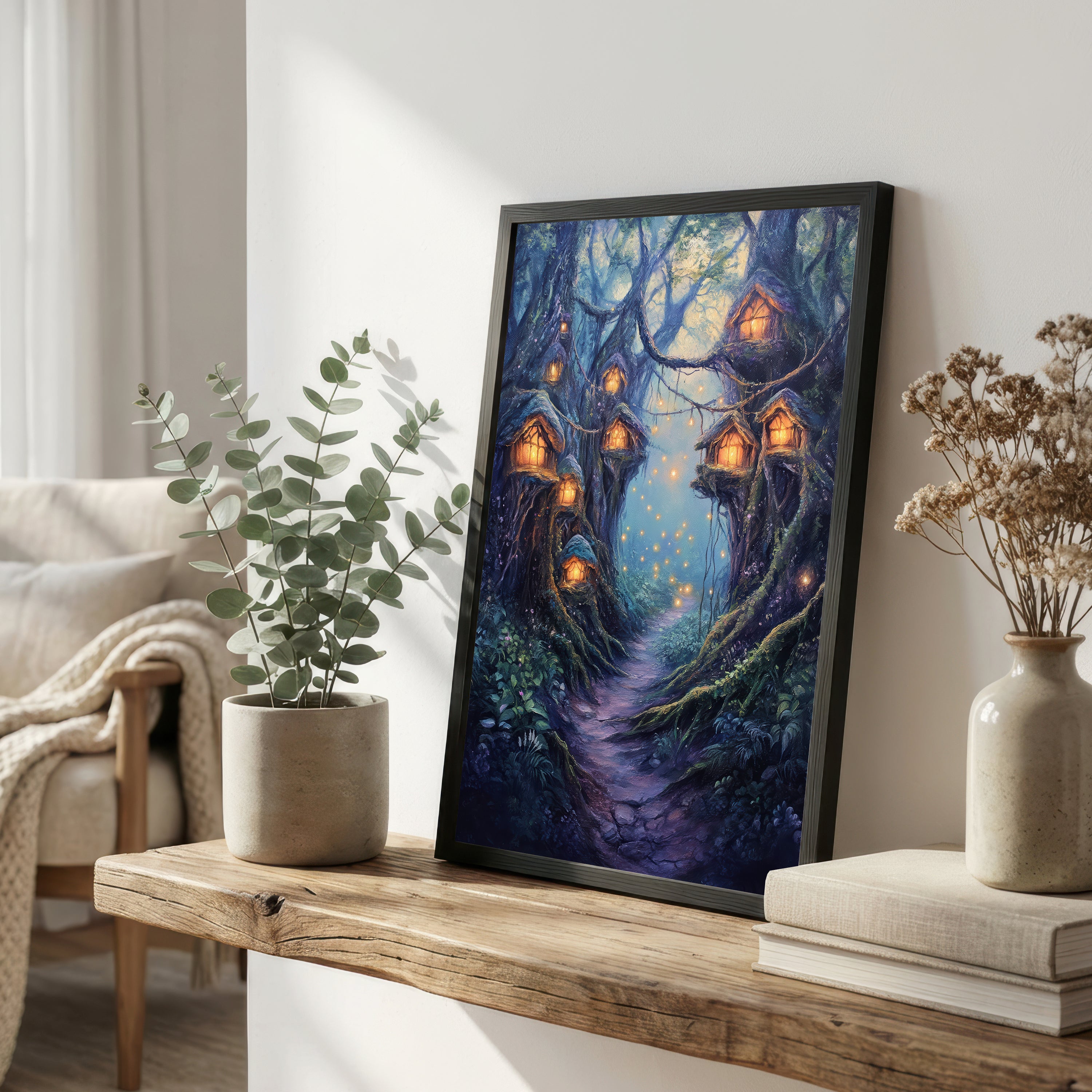 Enchanted Woodland Village Art Print