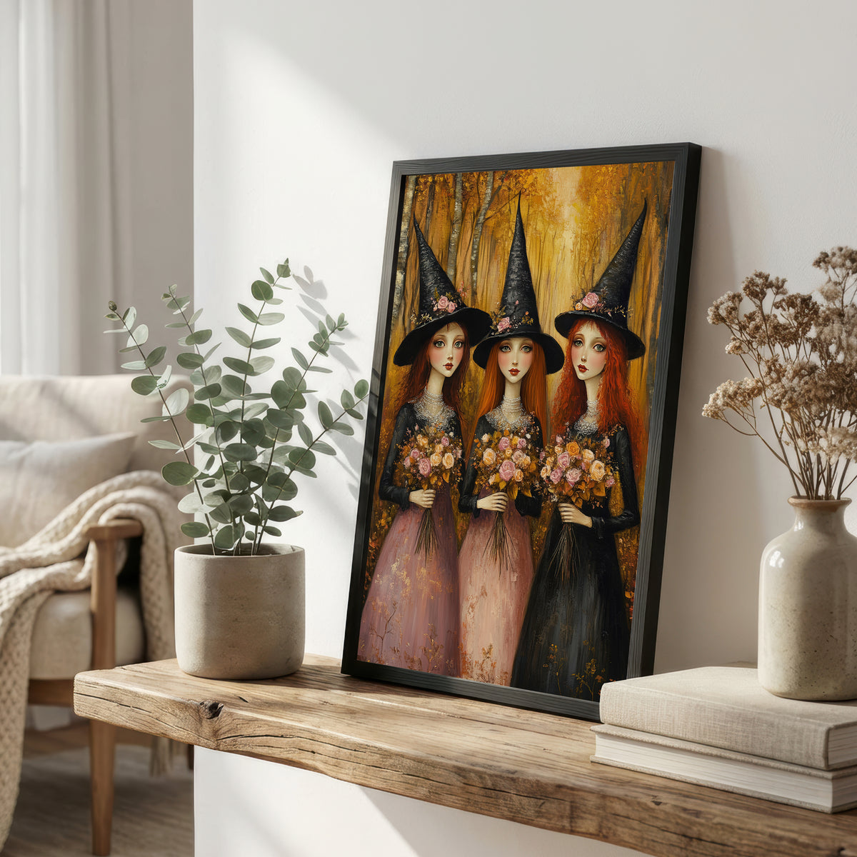 Three Witches Floral Art Print