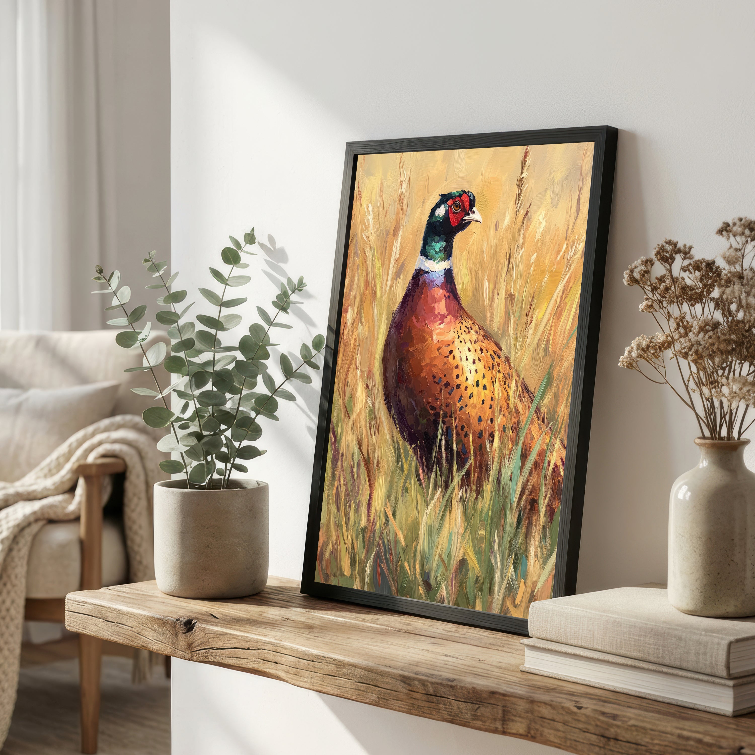 Painterly Pheasant Meadow Art Print