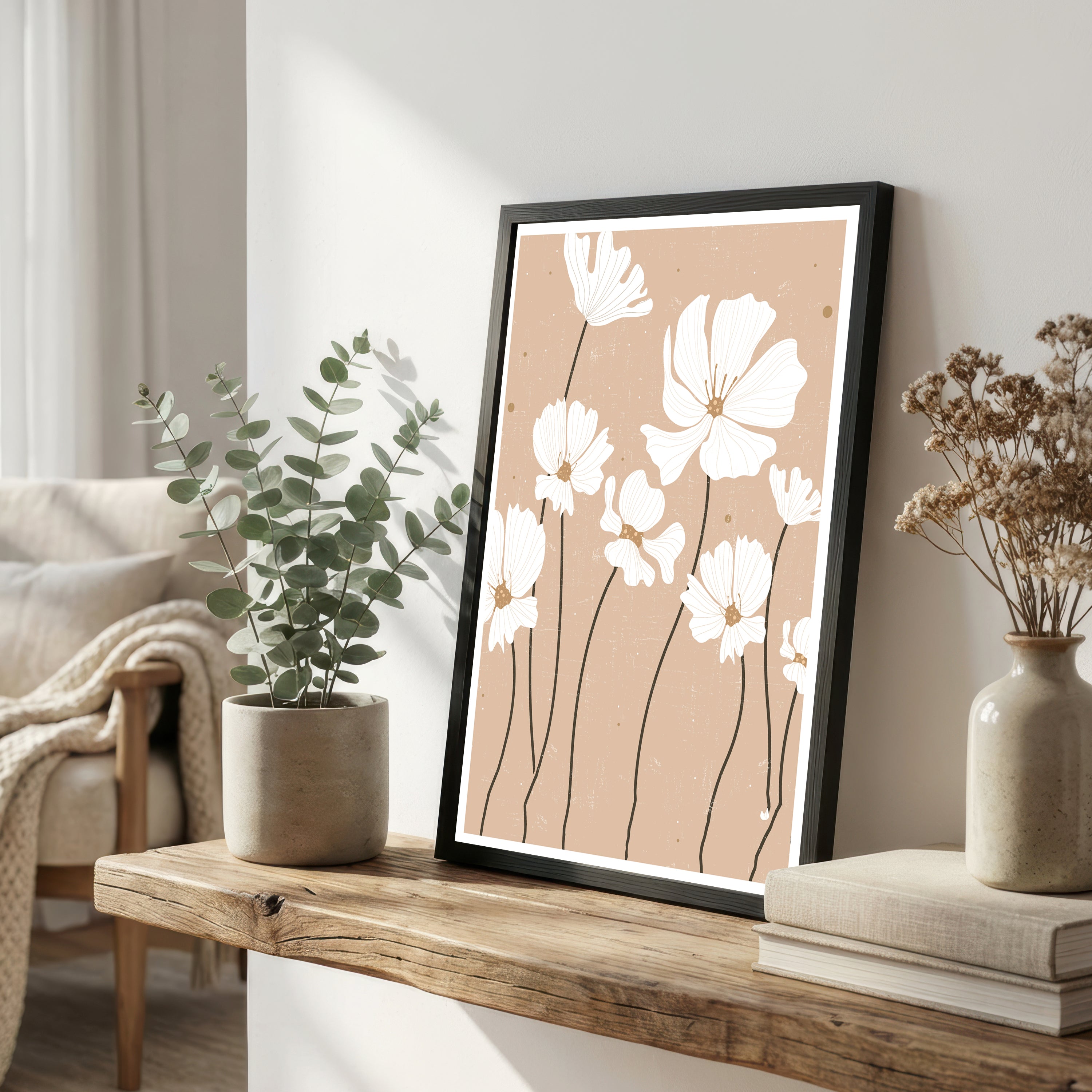 Neutral Wildflower Botanical Art Print