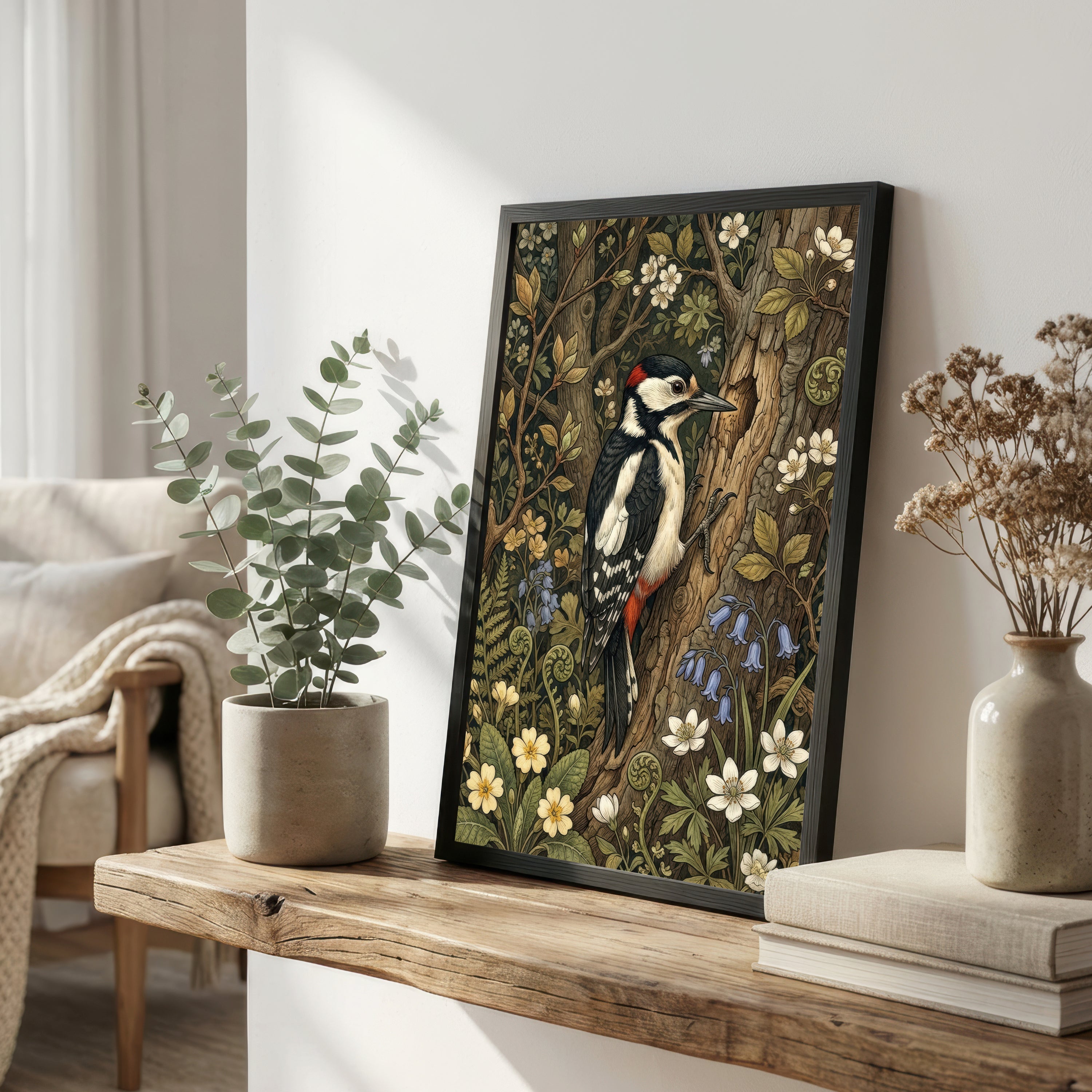 Woodpecker Botanical Art Print