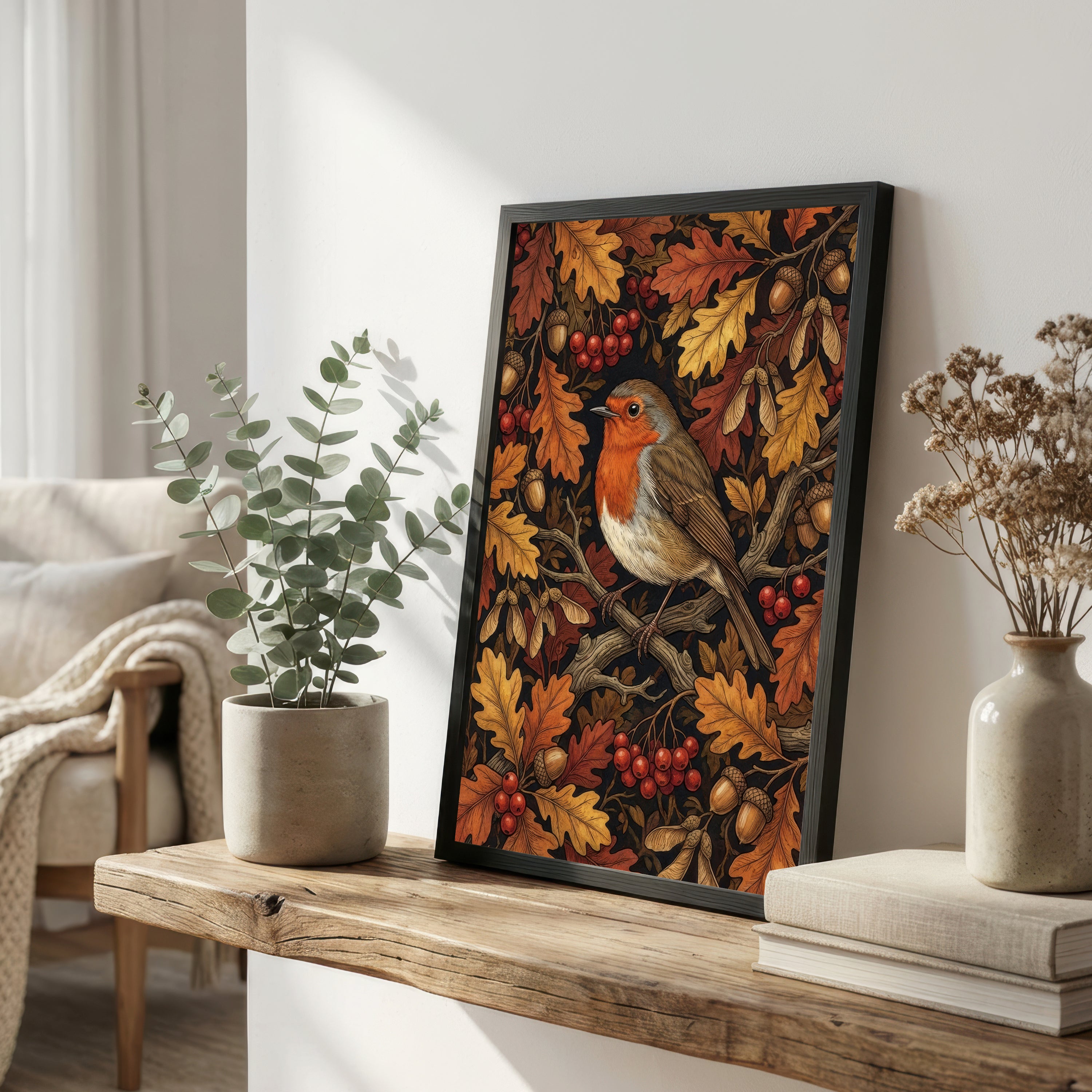Robin Autumn Foliage Art Print