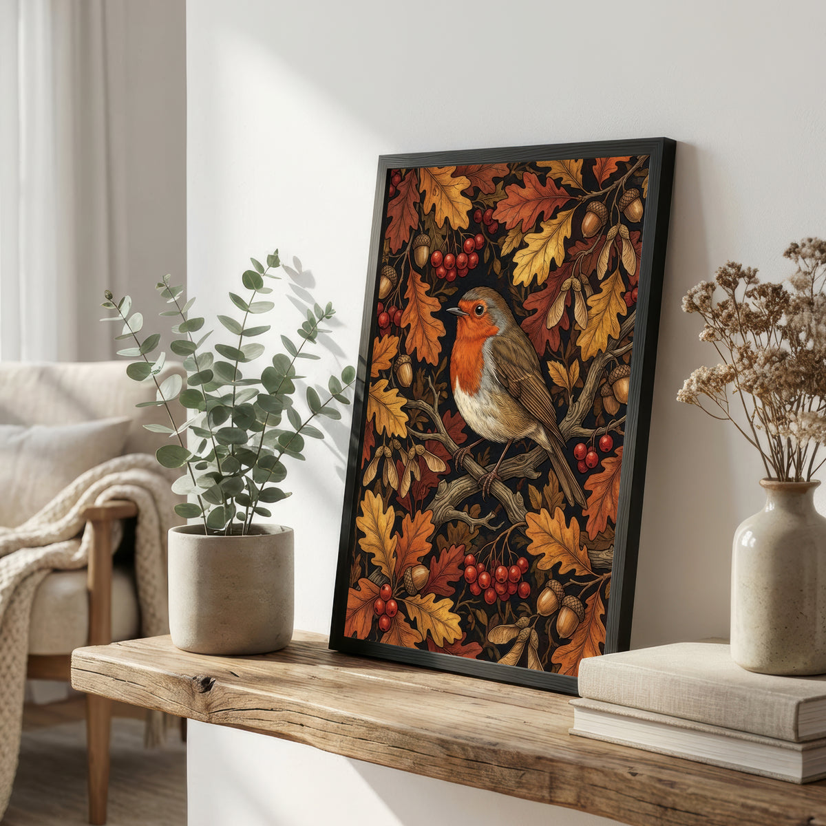 Robin Autumn Foliage Art Print