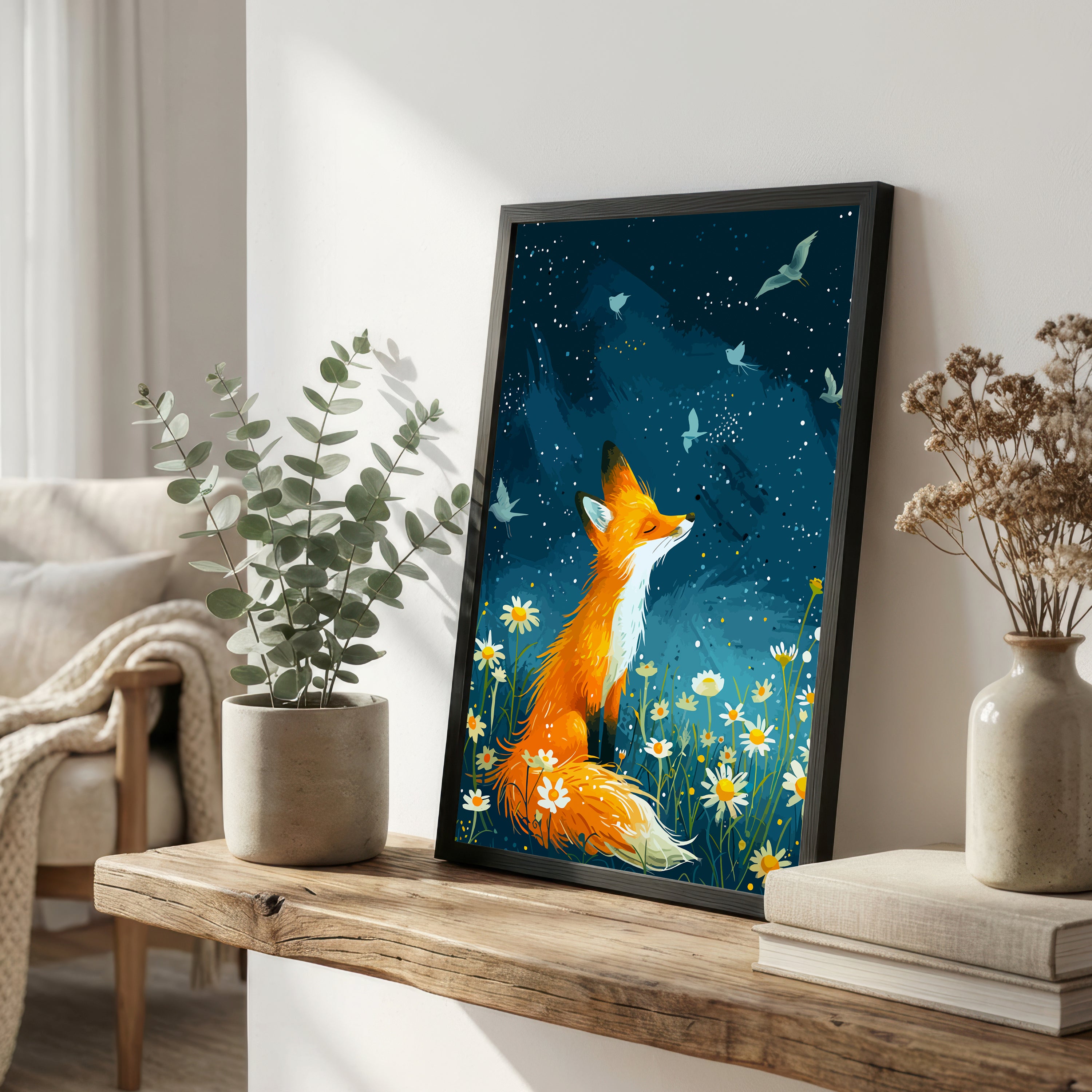 Whimsical Fox Meadow Art Print