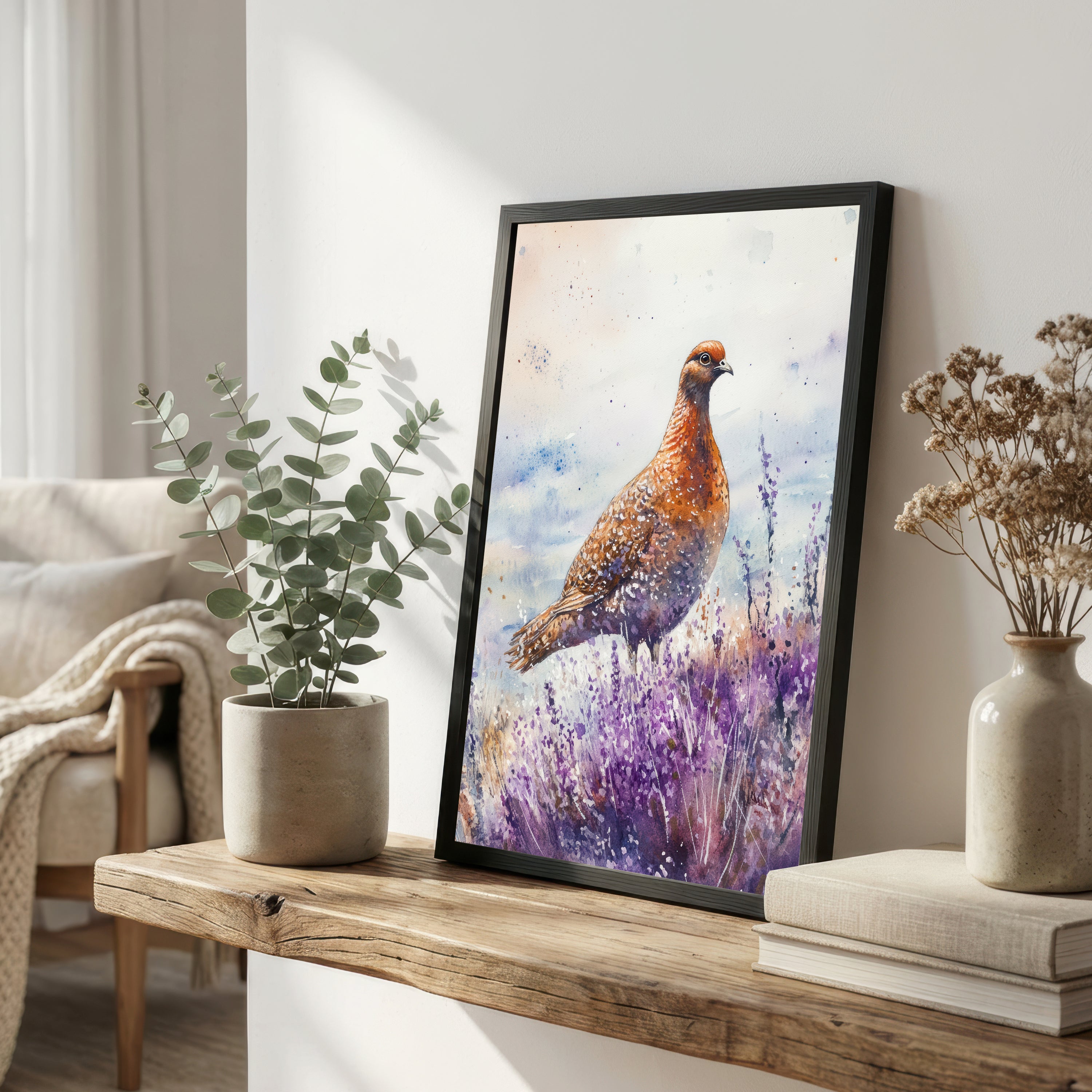 Grouse Heather Watercolour Art Print