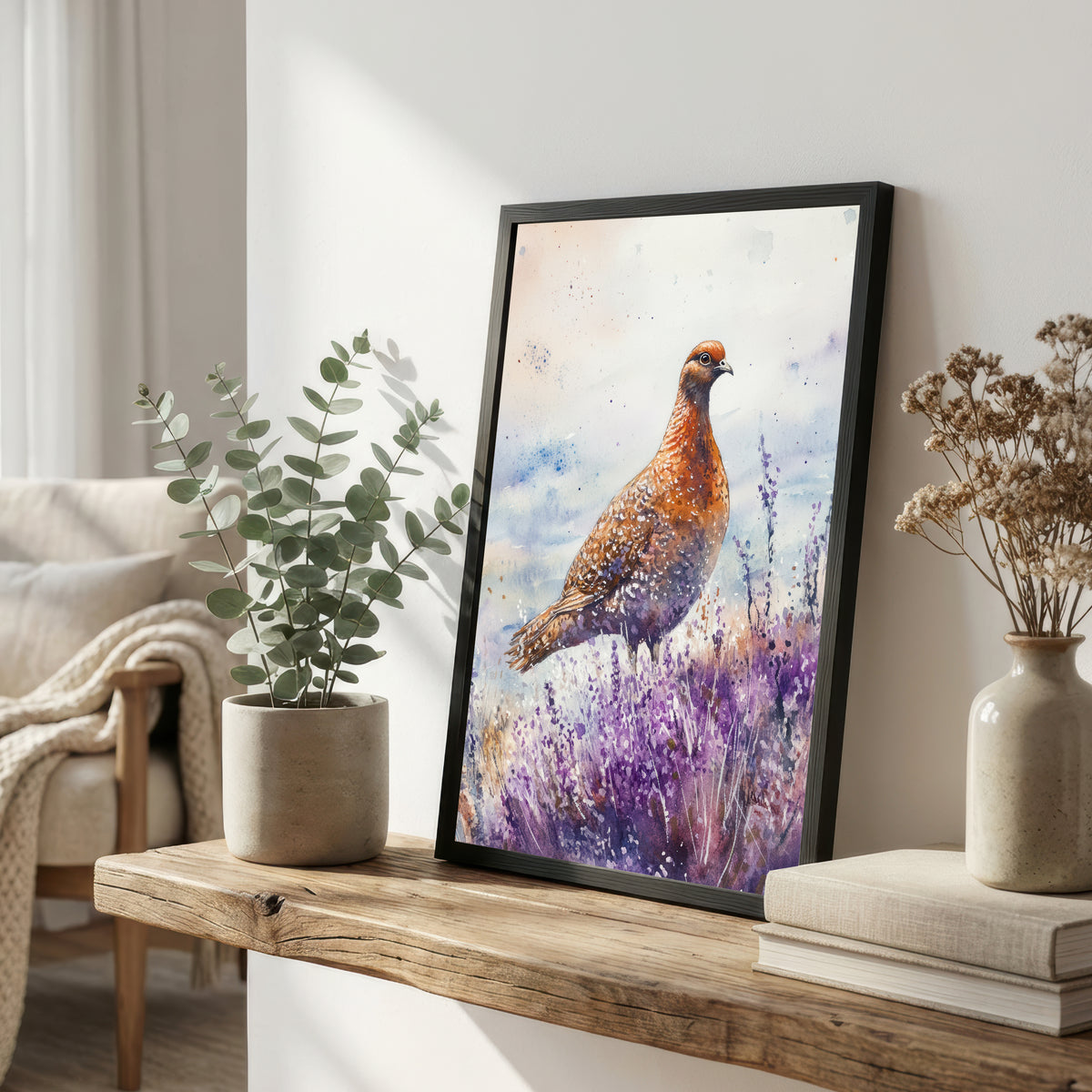 Grouse Heather Watercolour Art Print