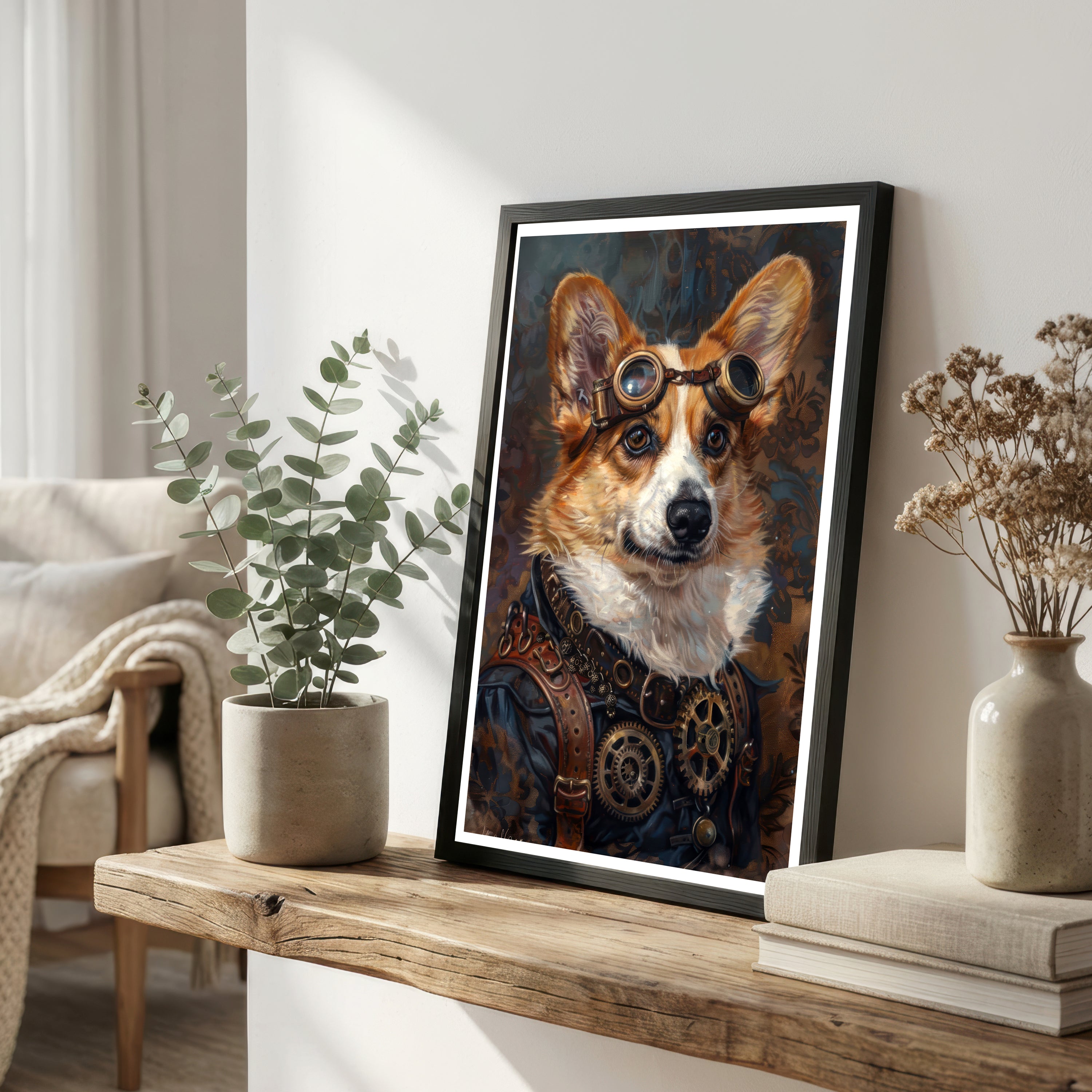 Steampunk Dog Portrait Art Print