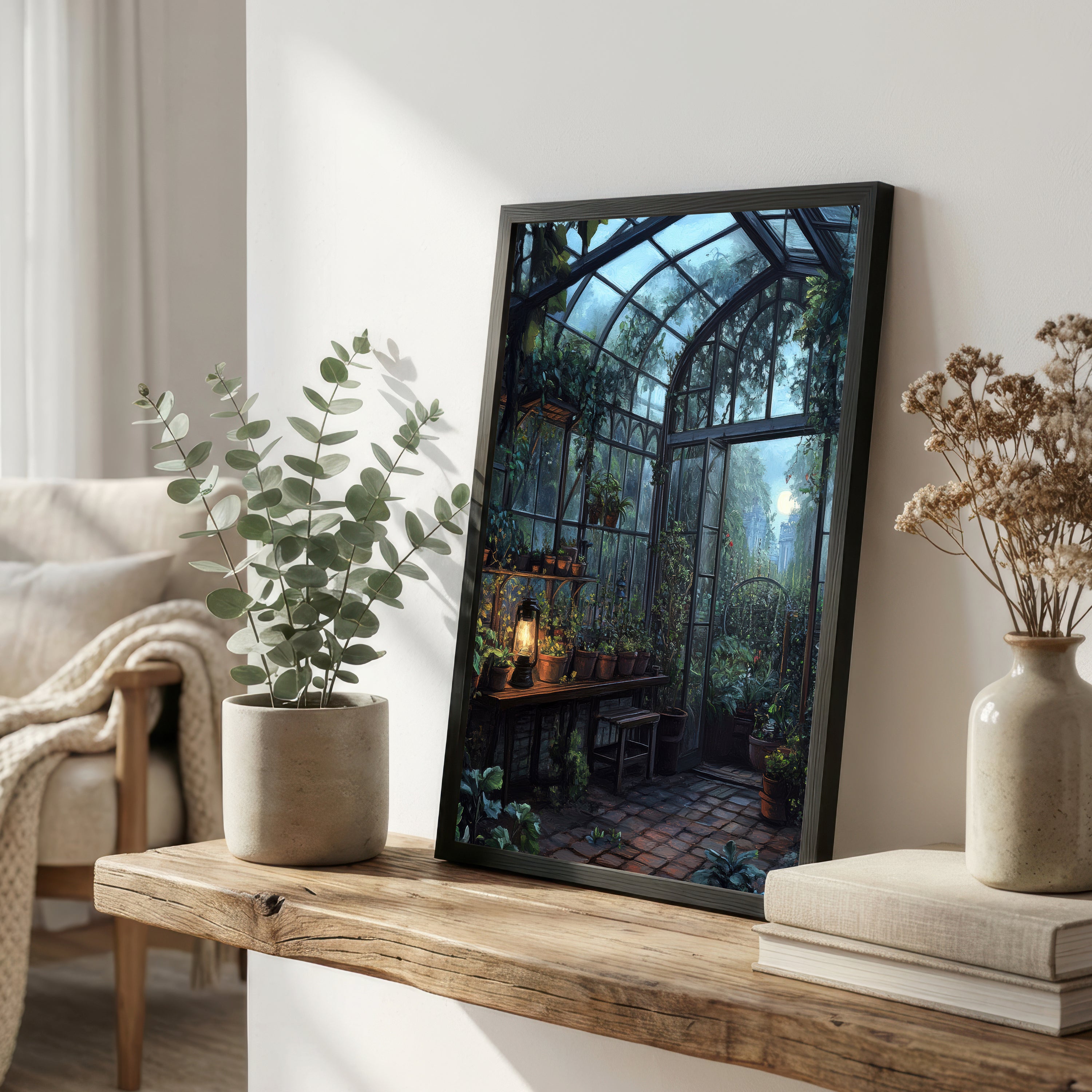 Moonlit Gothic Greenhouse Art Print