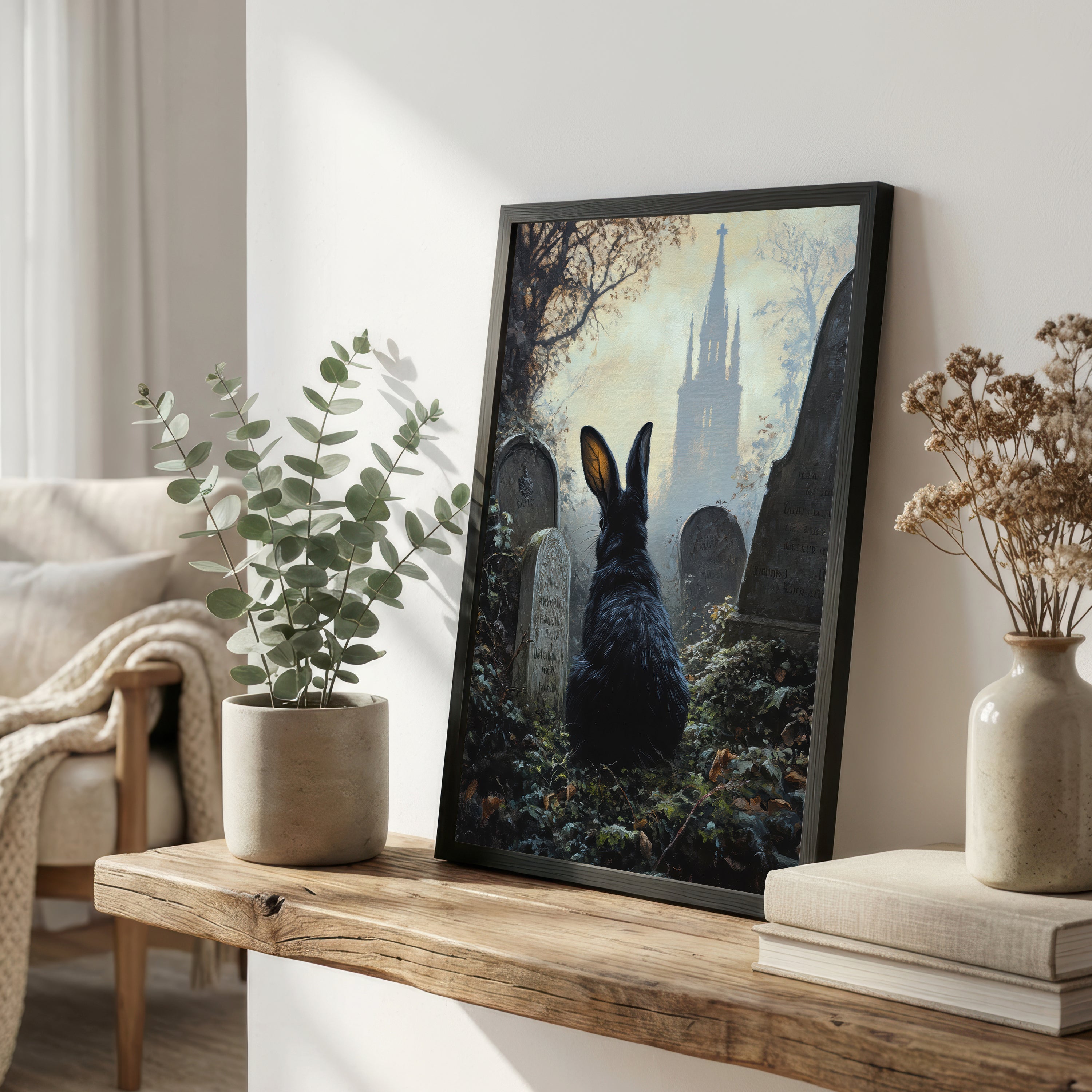 Black Rabbit Gothic Art Print