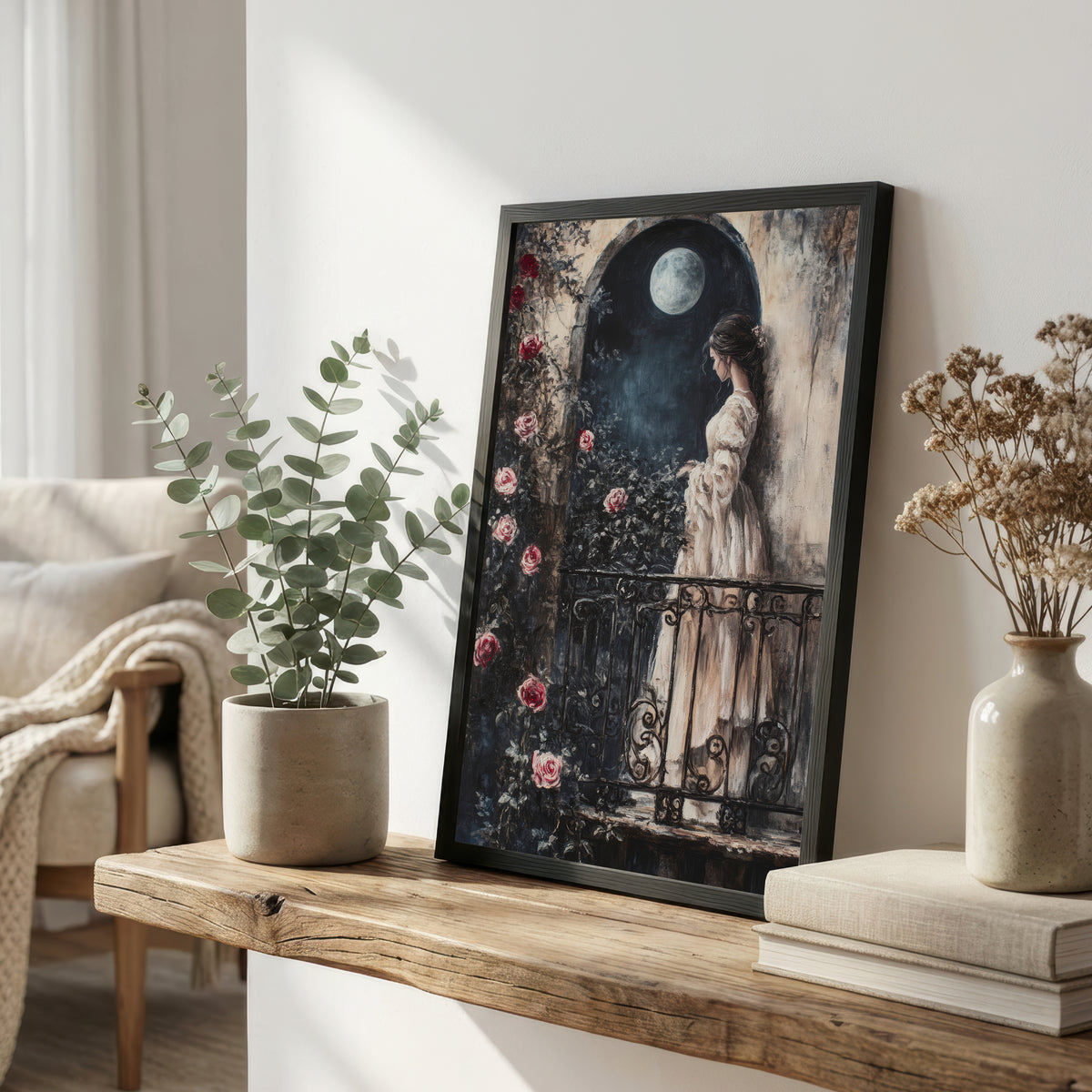 Moonlit Gothic Rose Garden Art Print