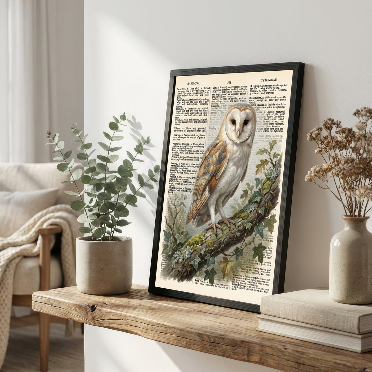 Barn Owl Vintage Dictionary Art Print