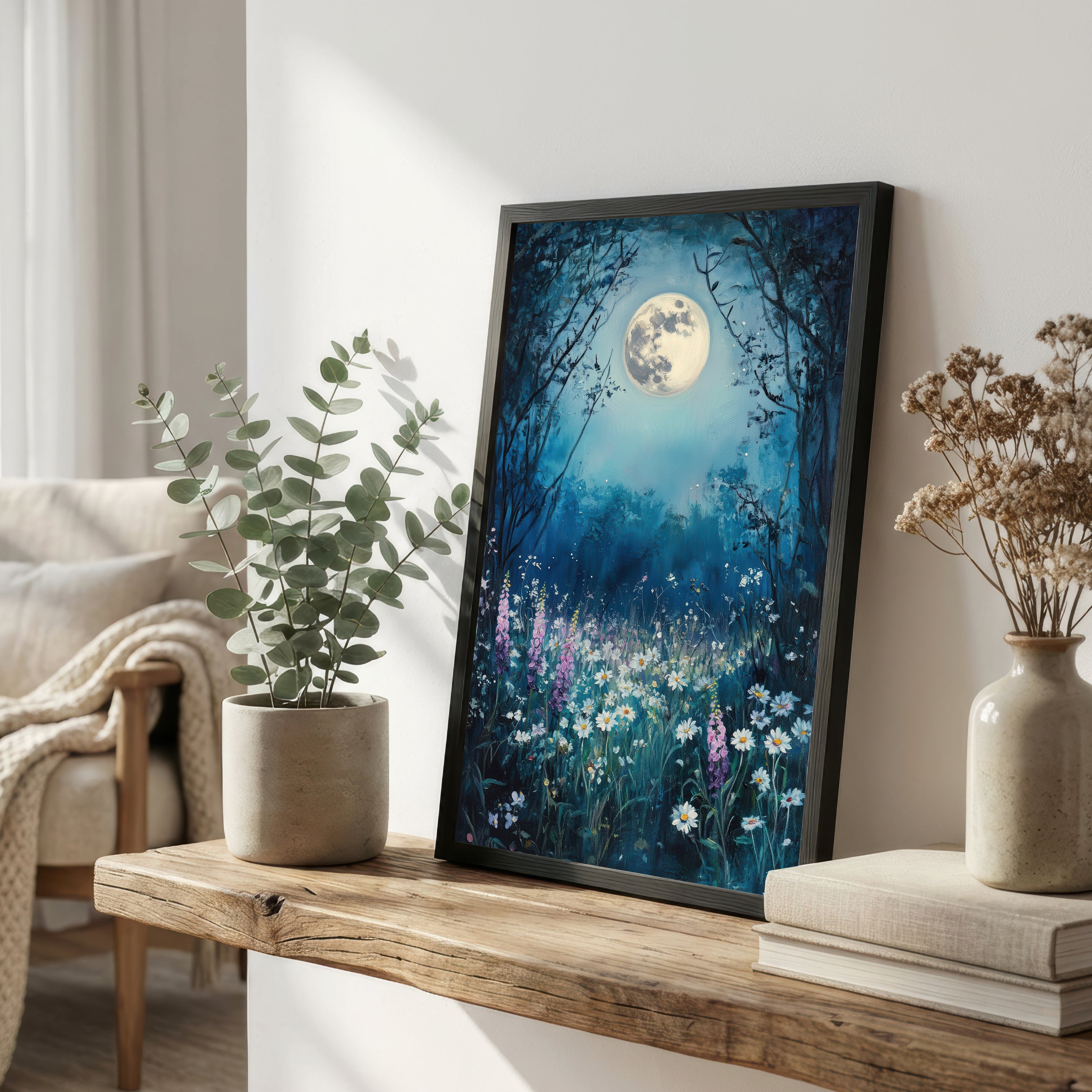 Moonlit Wildflower Meadow Art Print