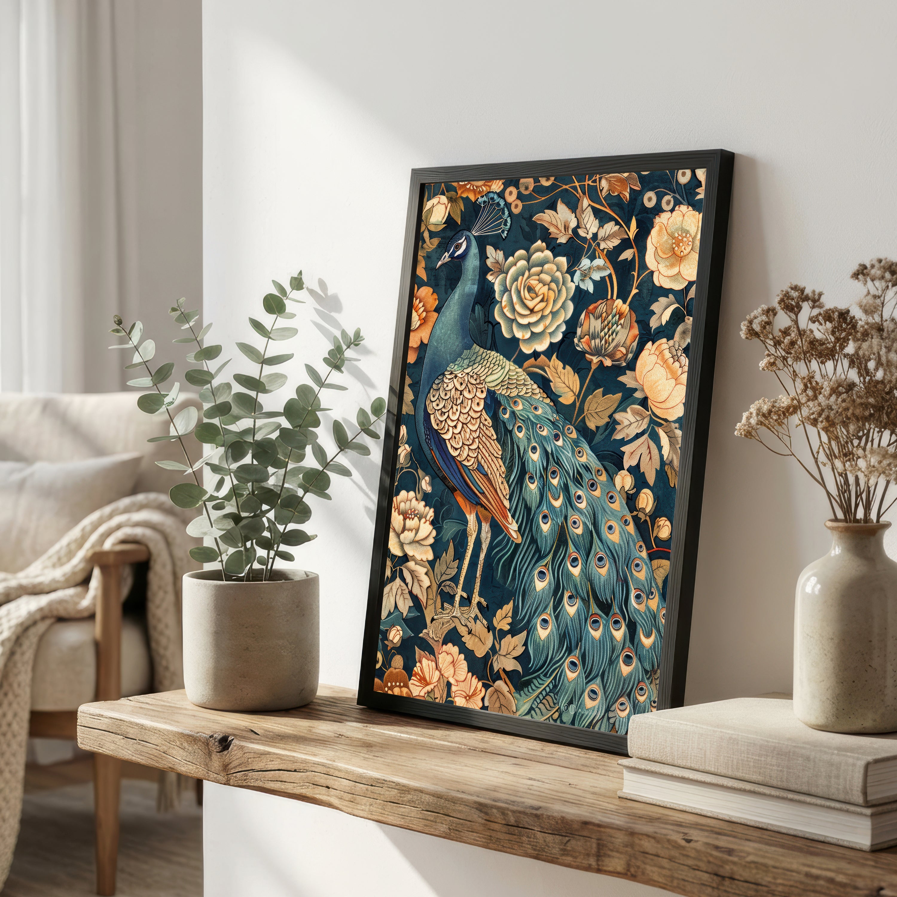 Peacock Floral Art Print