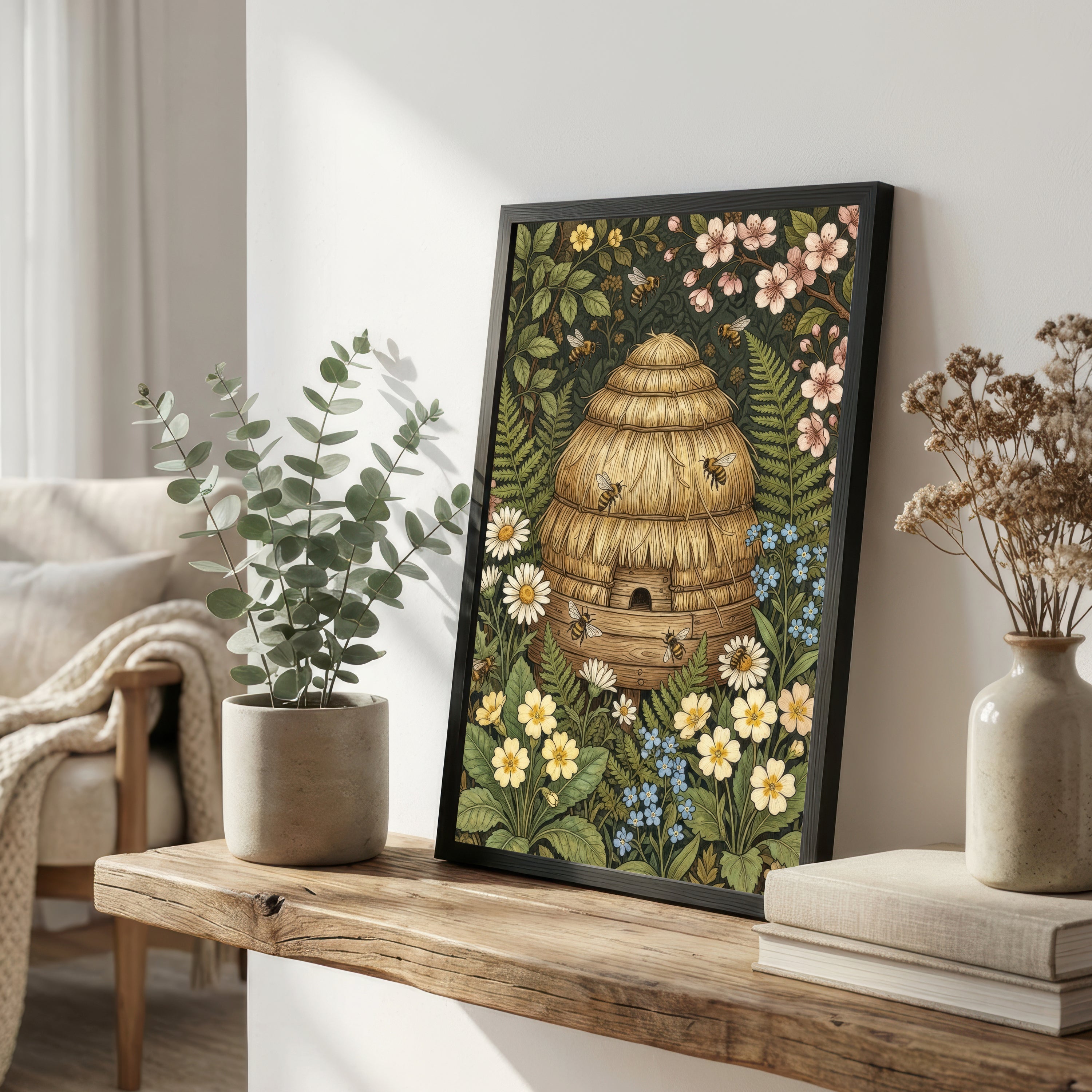 William Morris Inspired Beehive Art Print