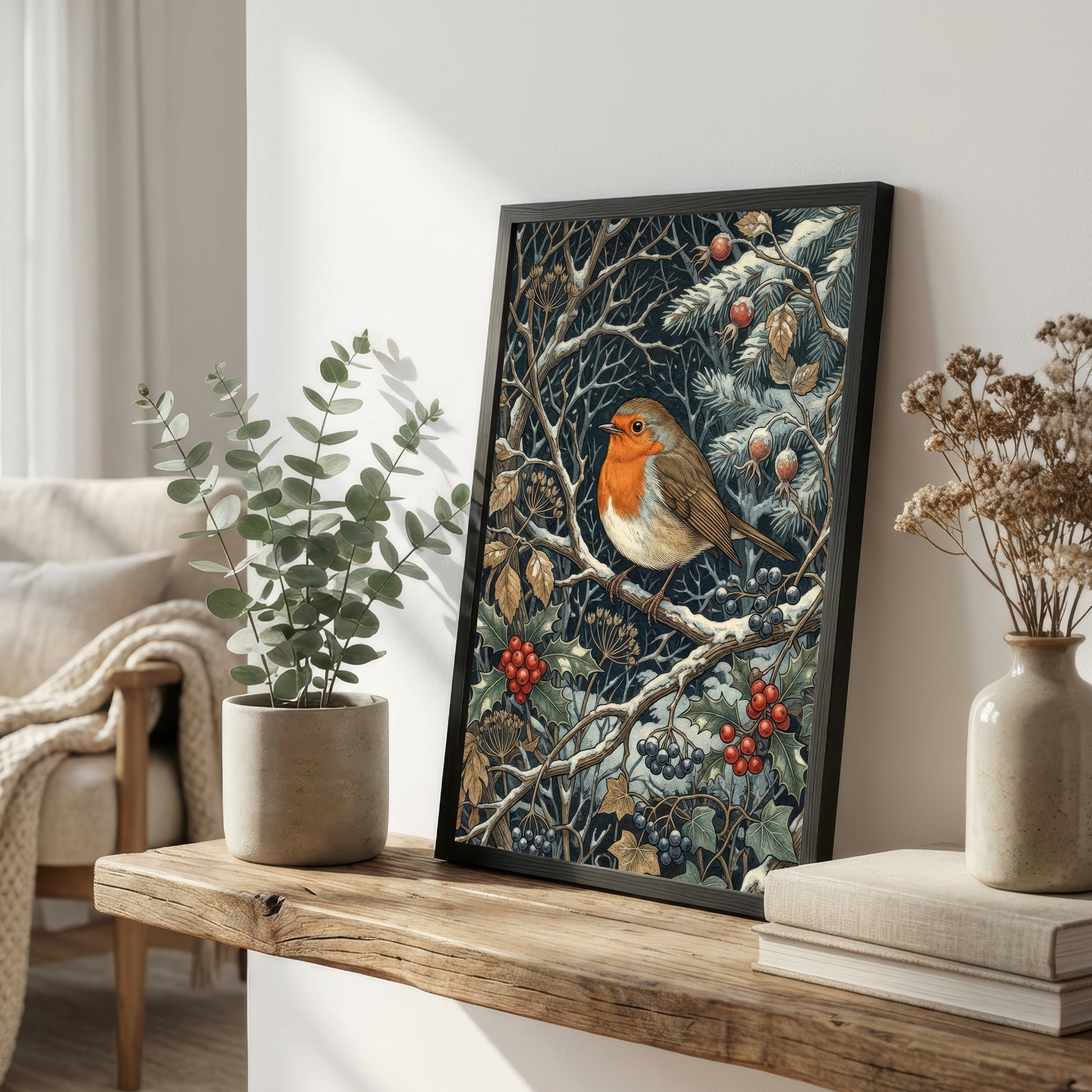 Robin Botanical Art Print