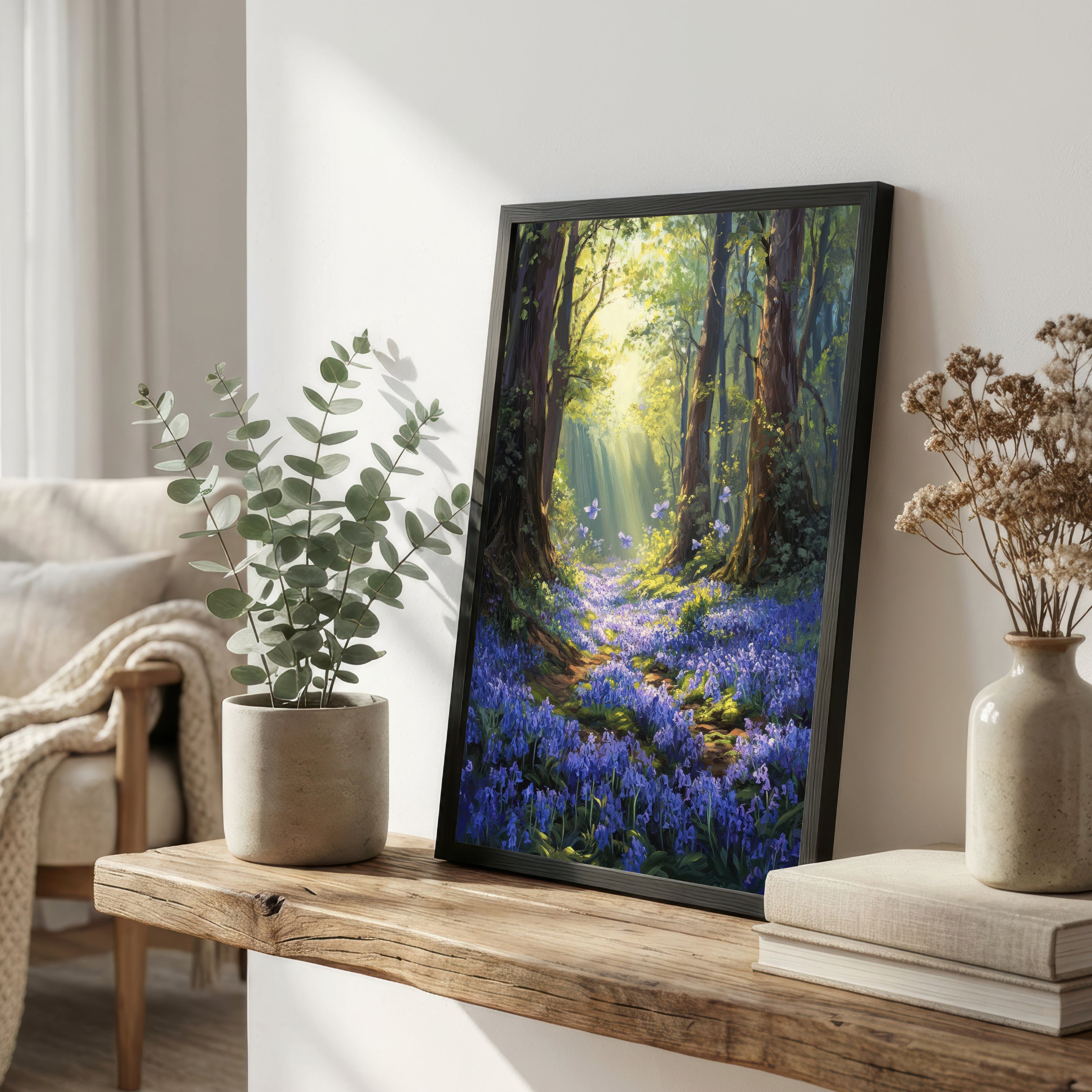 Enchanted Bluebell Woodland Art Print