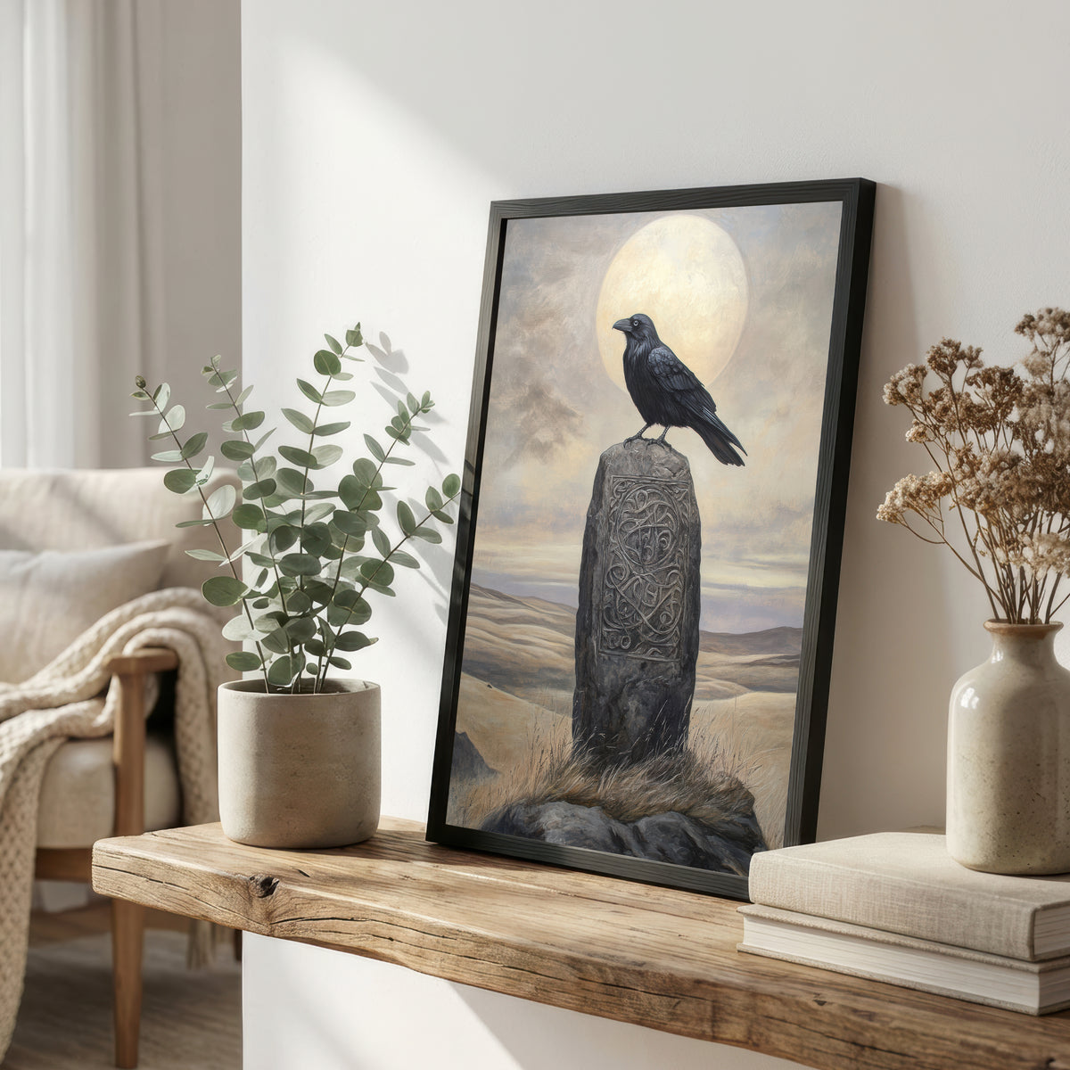 Moonlit Raven Celtic Art Print