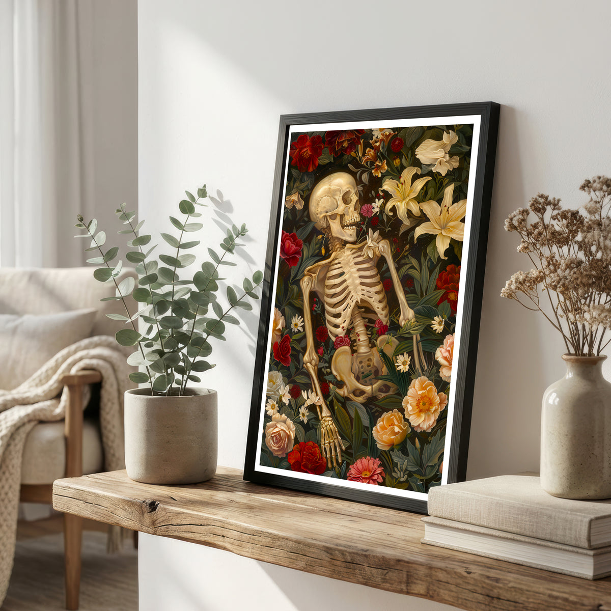 Floral Skeleton Gothic Art Print