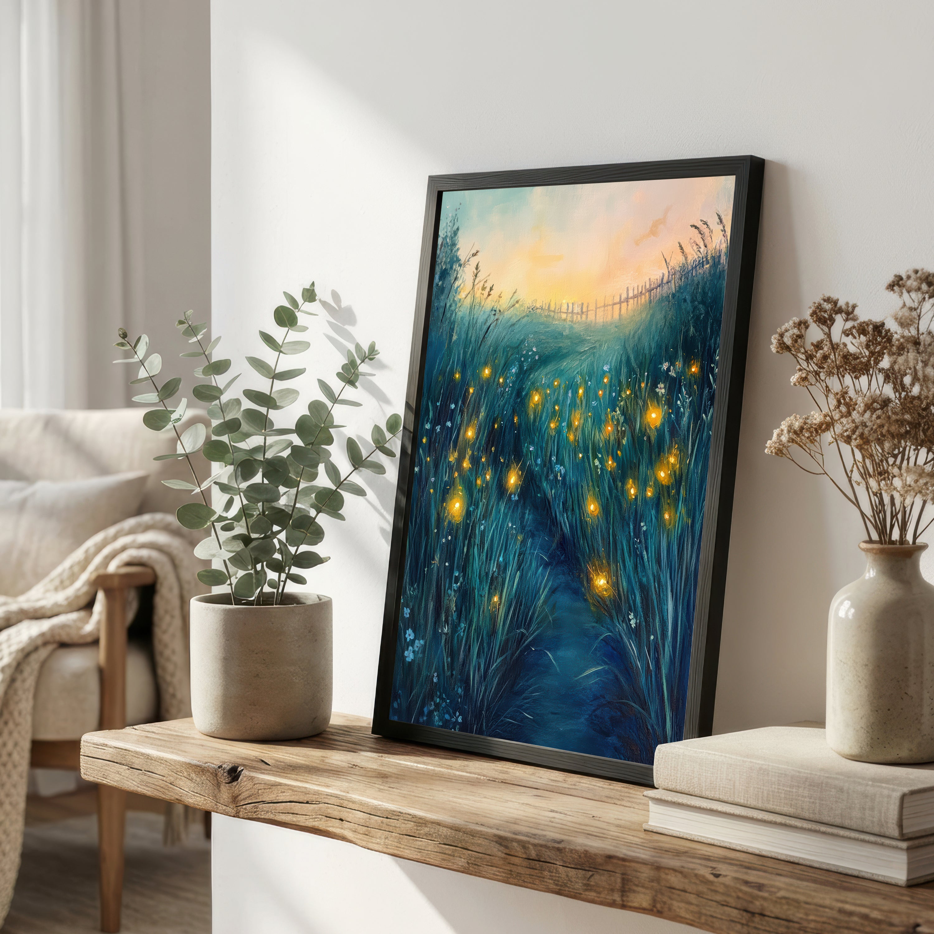 Firefly Meadow Twilight Art Print